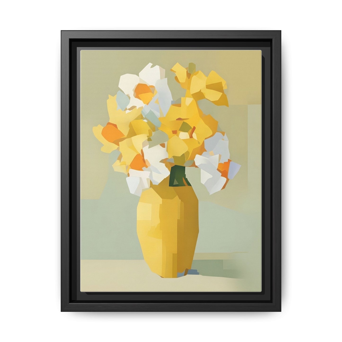 Framed Floral Canvas Print — Yellow Vase Bouquet Wall Art