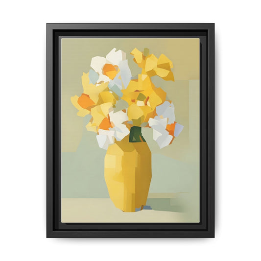 Framed Floral Canvas Print — Yellow Vase Bouquet Wall Art