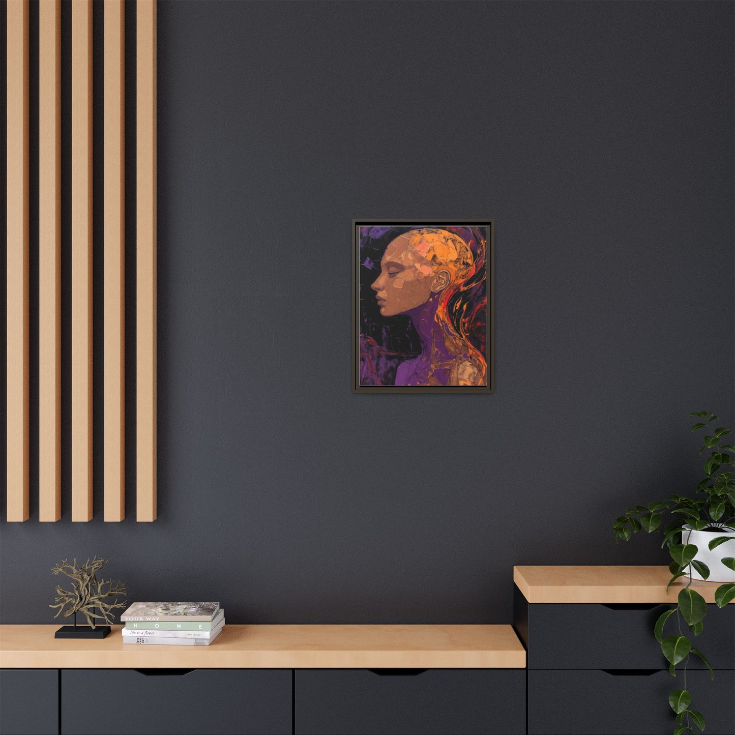 Abstract Profile Portrait Matte Framed Canvas — Multicolor Feminine Art Print