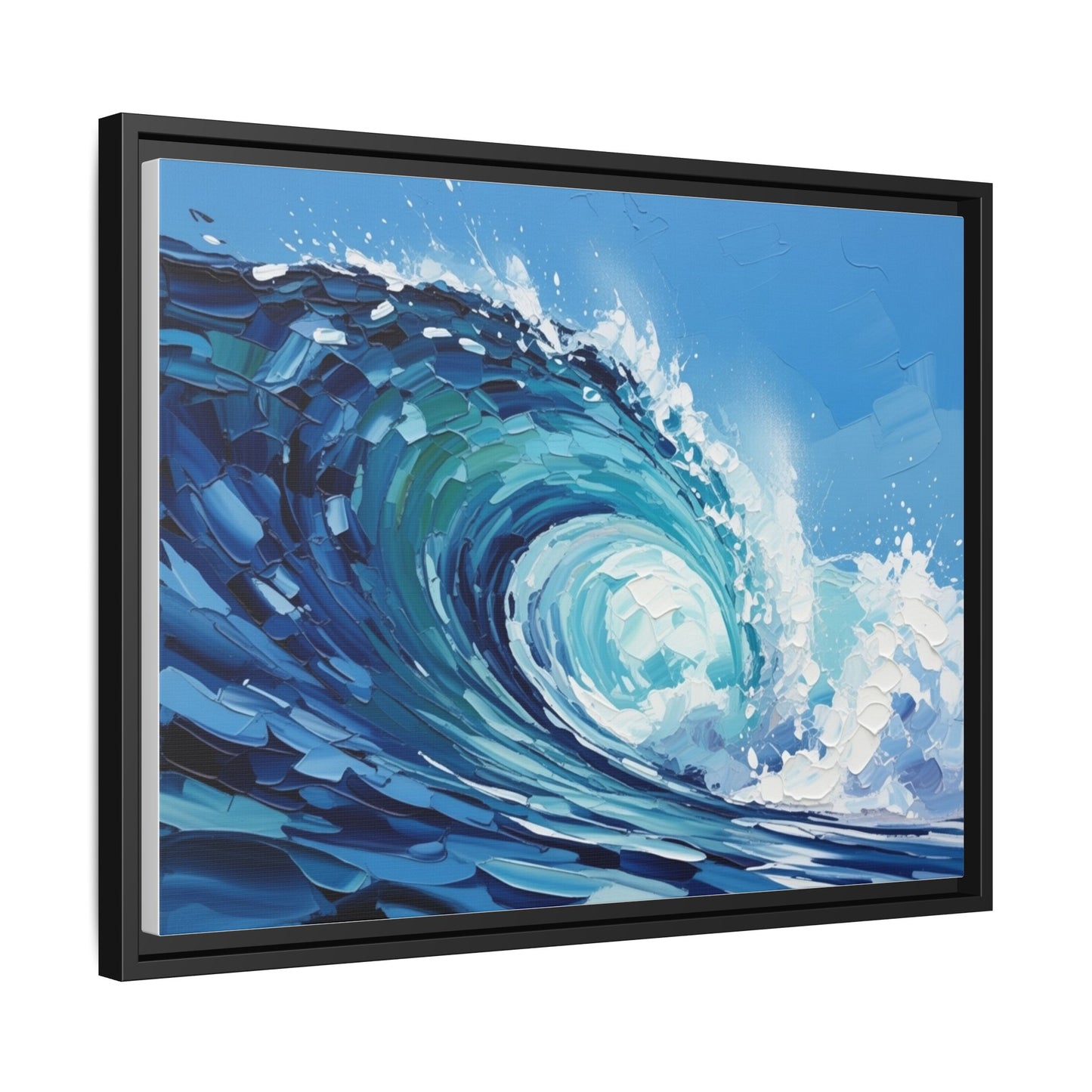 Framed Matte Canvas Wave Art — Blue Ocean Surf Wall Decor