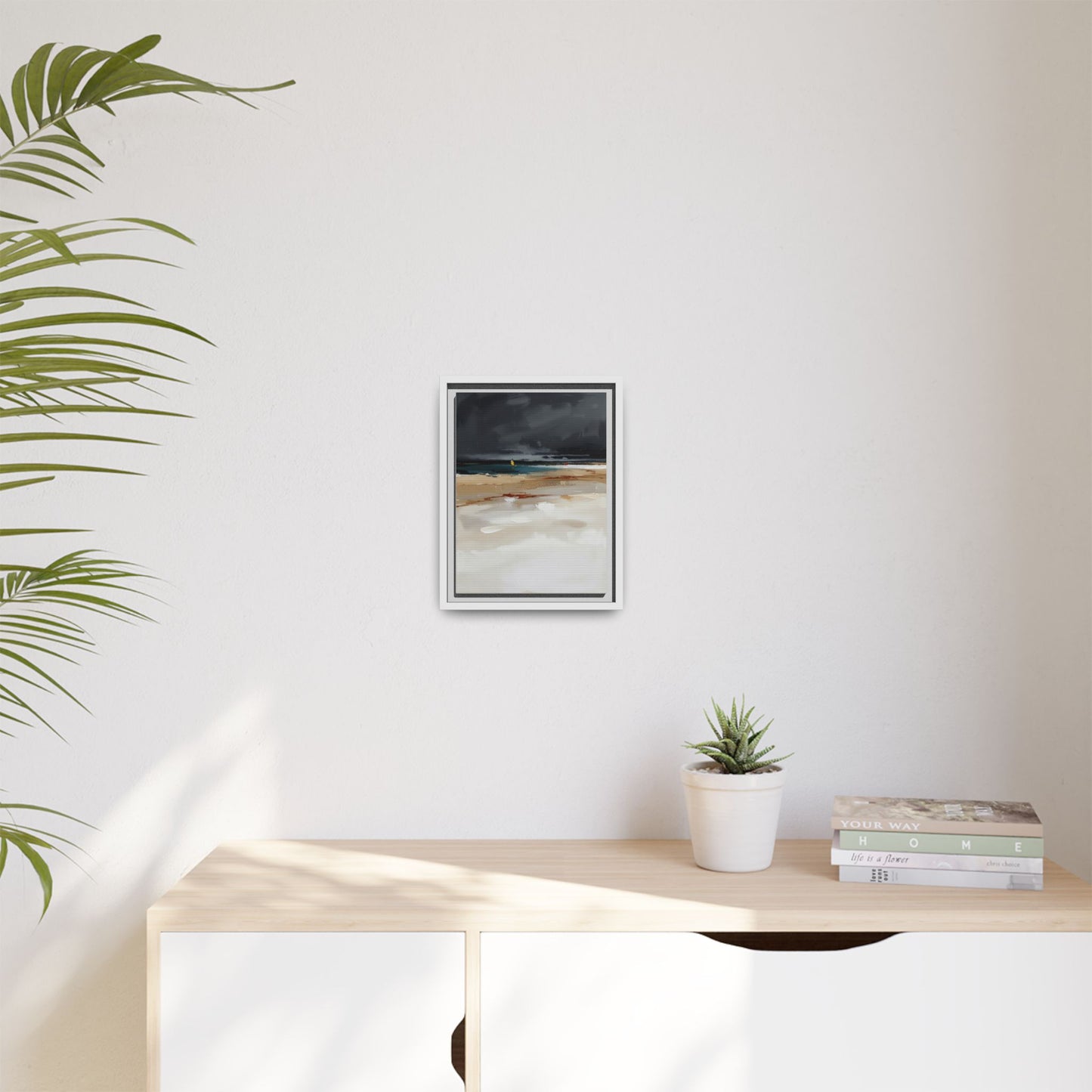Framed Matte Canvas Beachscape Art Print — Coastal Abstract Wall Decor