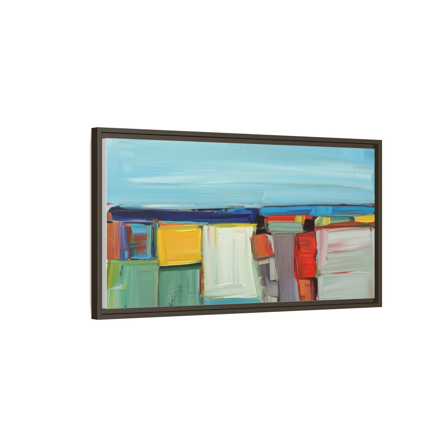 Abstract Coastal Blocks Matte Canvas Print (Framed)