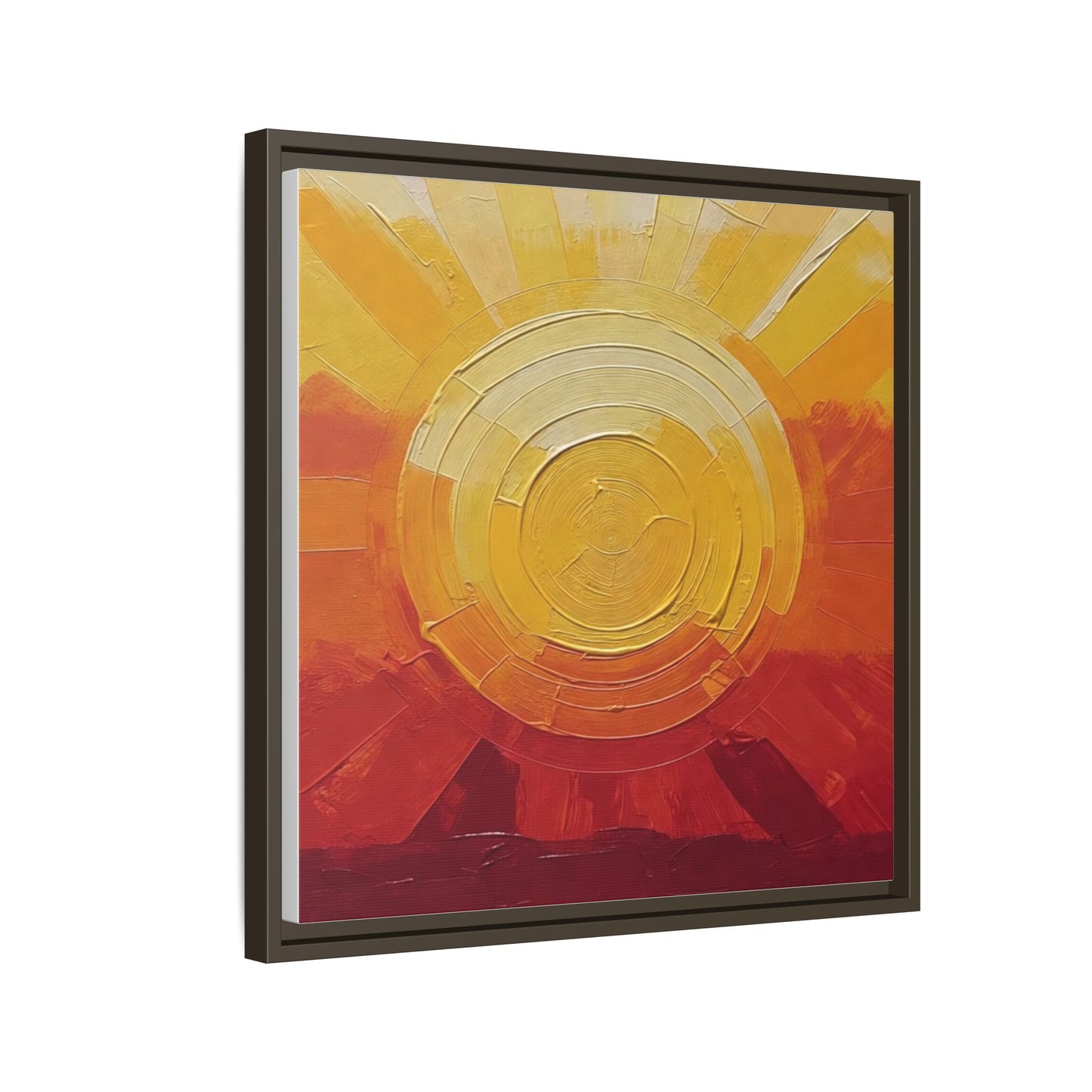 Sunburst Abstract Framed Canvas Art — Matte Multi‑Color Wall Print