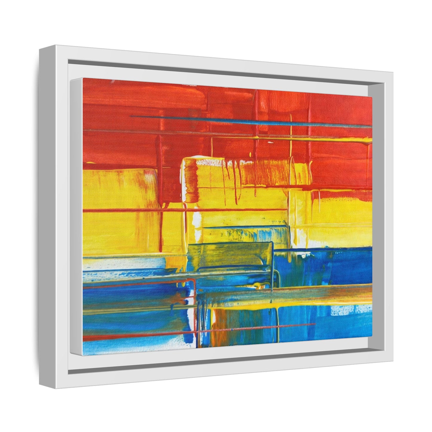 Abstract Multi-Color Framed Canvas Art — Modern Geometric Wall Decor