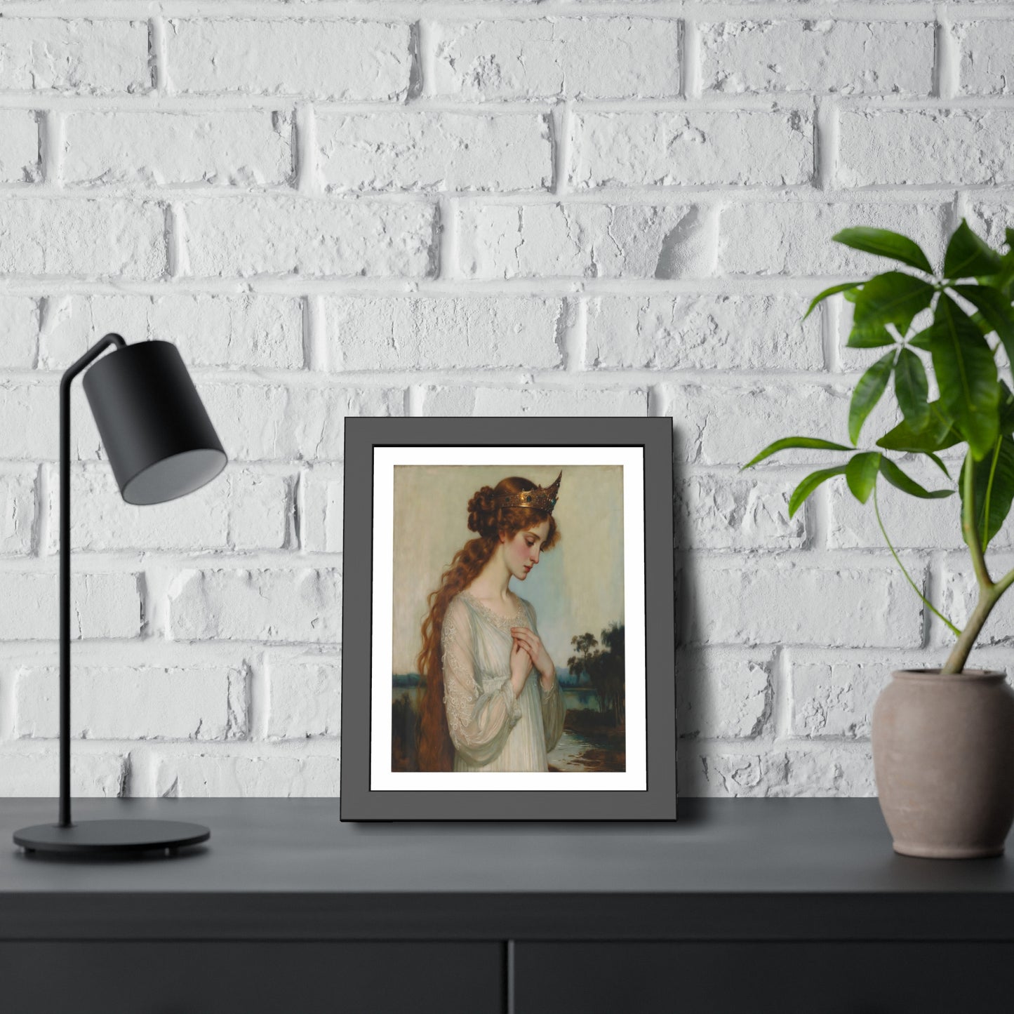 Framed Art Print — Pre-Raphaelite Woman Portrait, Vintage Romantic Wall Art