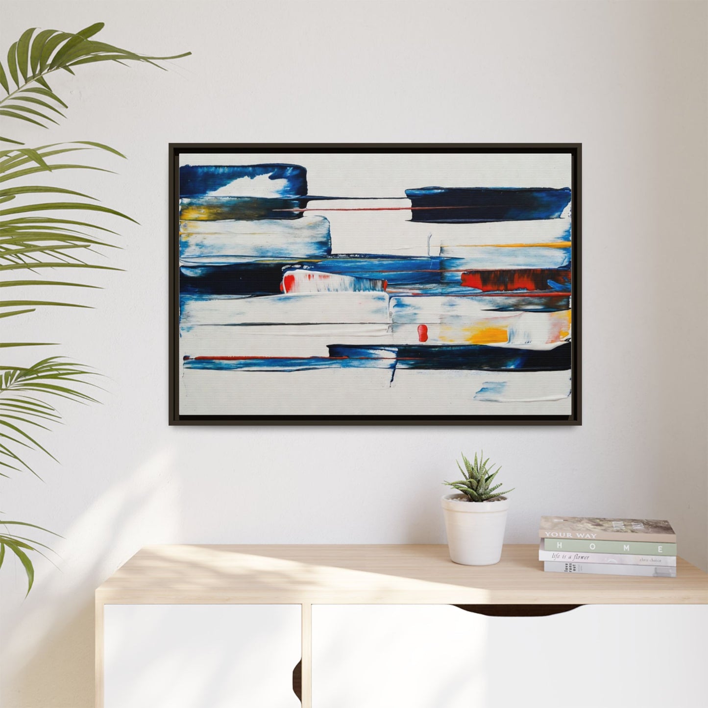 Abstract Coastal Brushstrokes Framed Canvas Print
