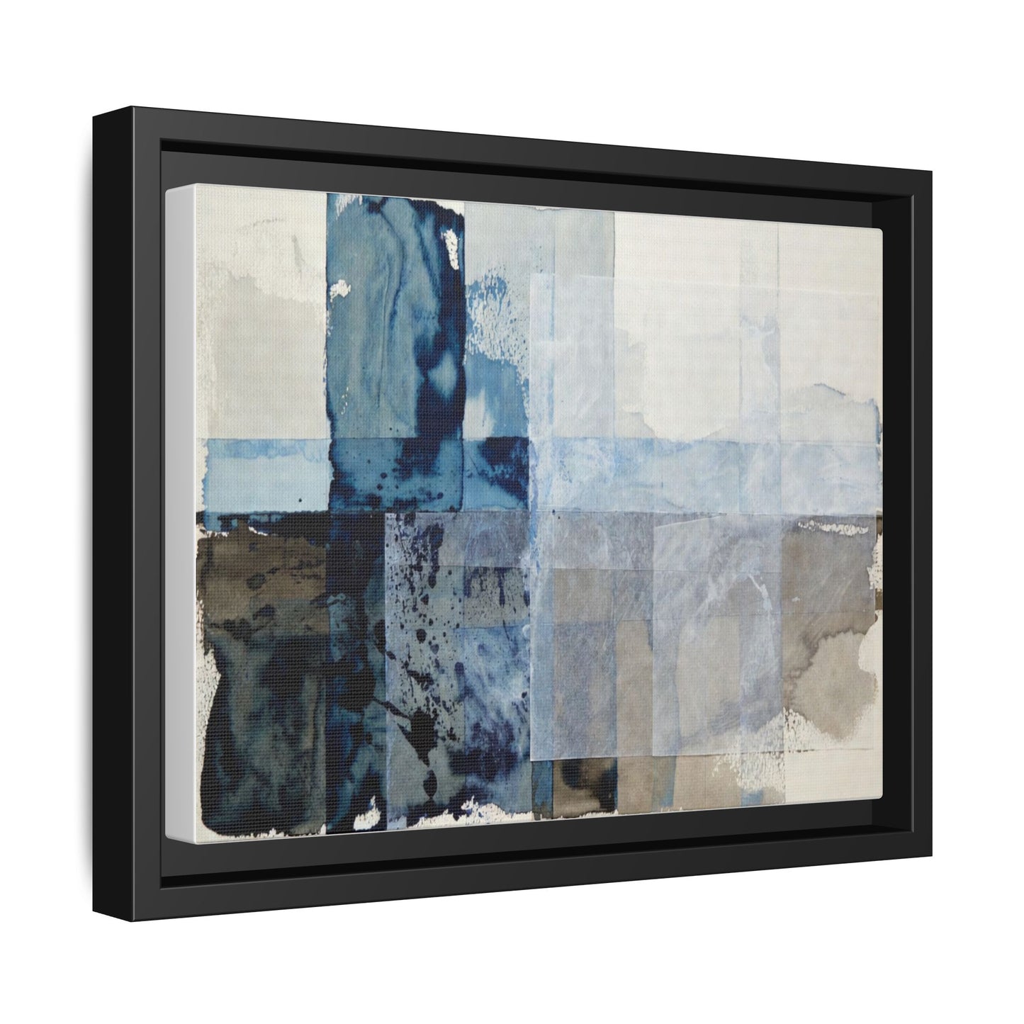 Abstract Coastal Blue Framed Canvas Art