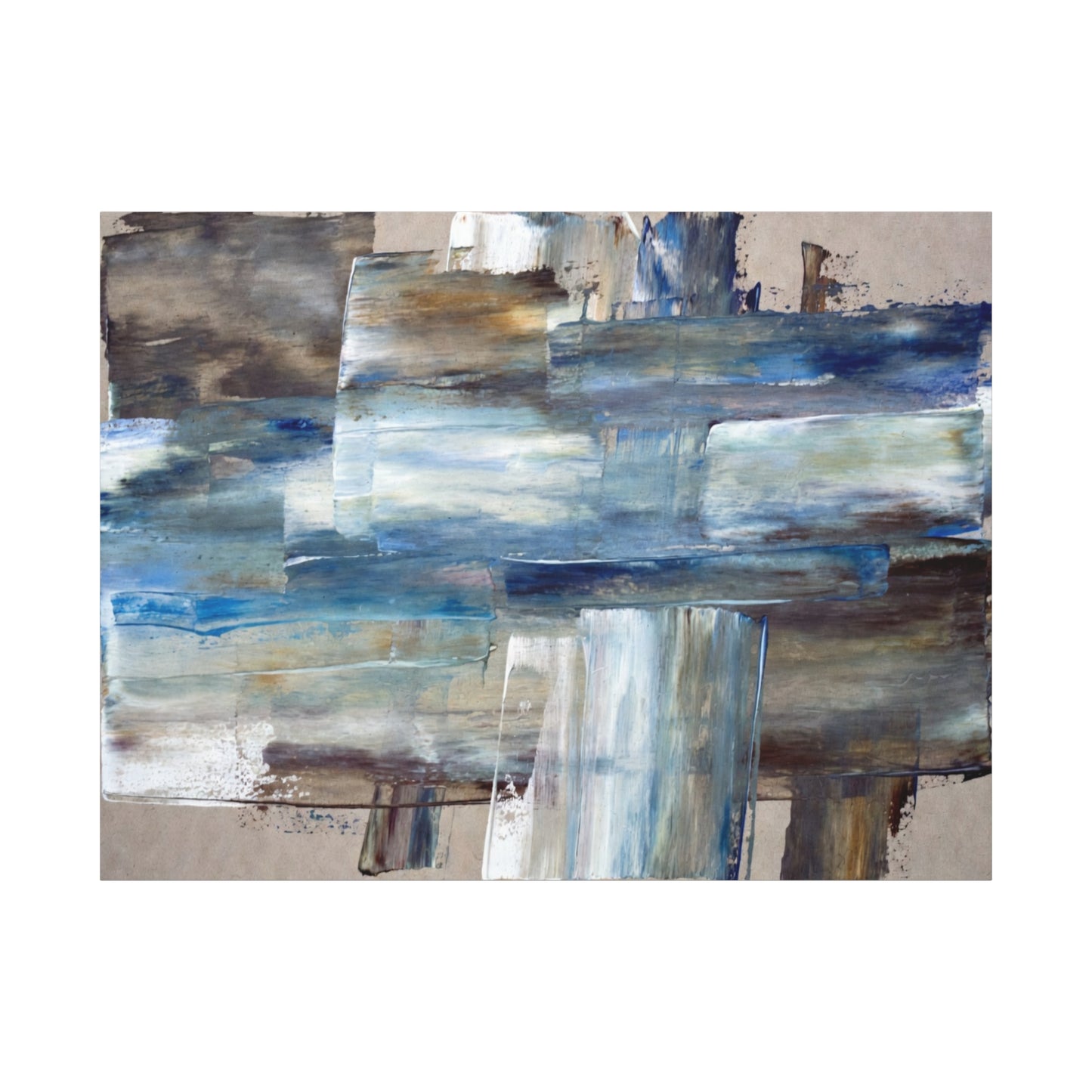Abstract Blue Waterfall Matte Canvas Wall Art, Stretched 1.25"