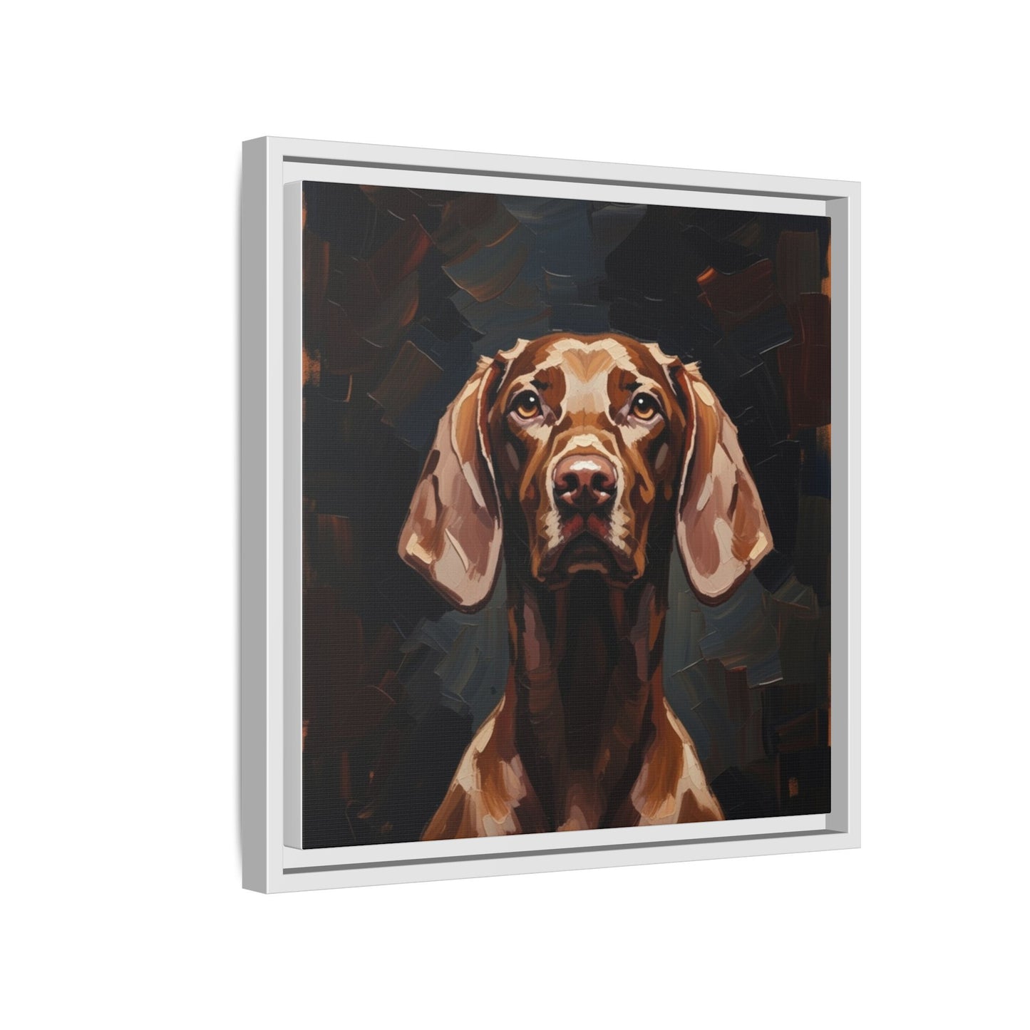 Framed Matte Canvas Dog Portrait – Brown Vizsla Wall Art