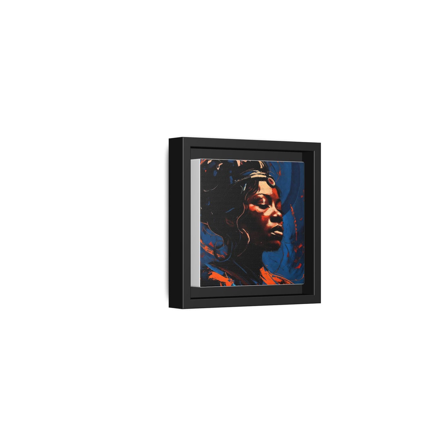 Framed Matte Canvas Art - Vibrant Portrait of a Black Woman (Multi-Color)