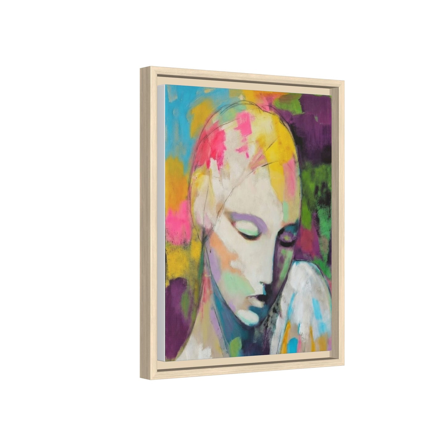 Framed Matte Canvas Art - Colorful Abstract Portrait