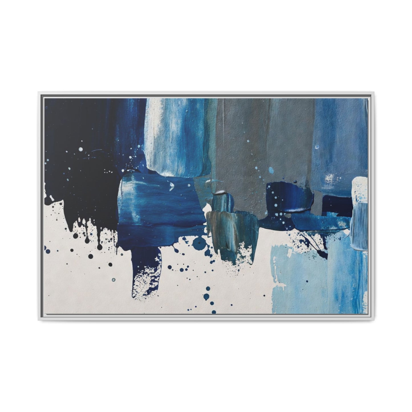 Abstract Blue Ocean Matte Canvas Framed Wall Art