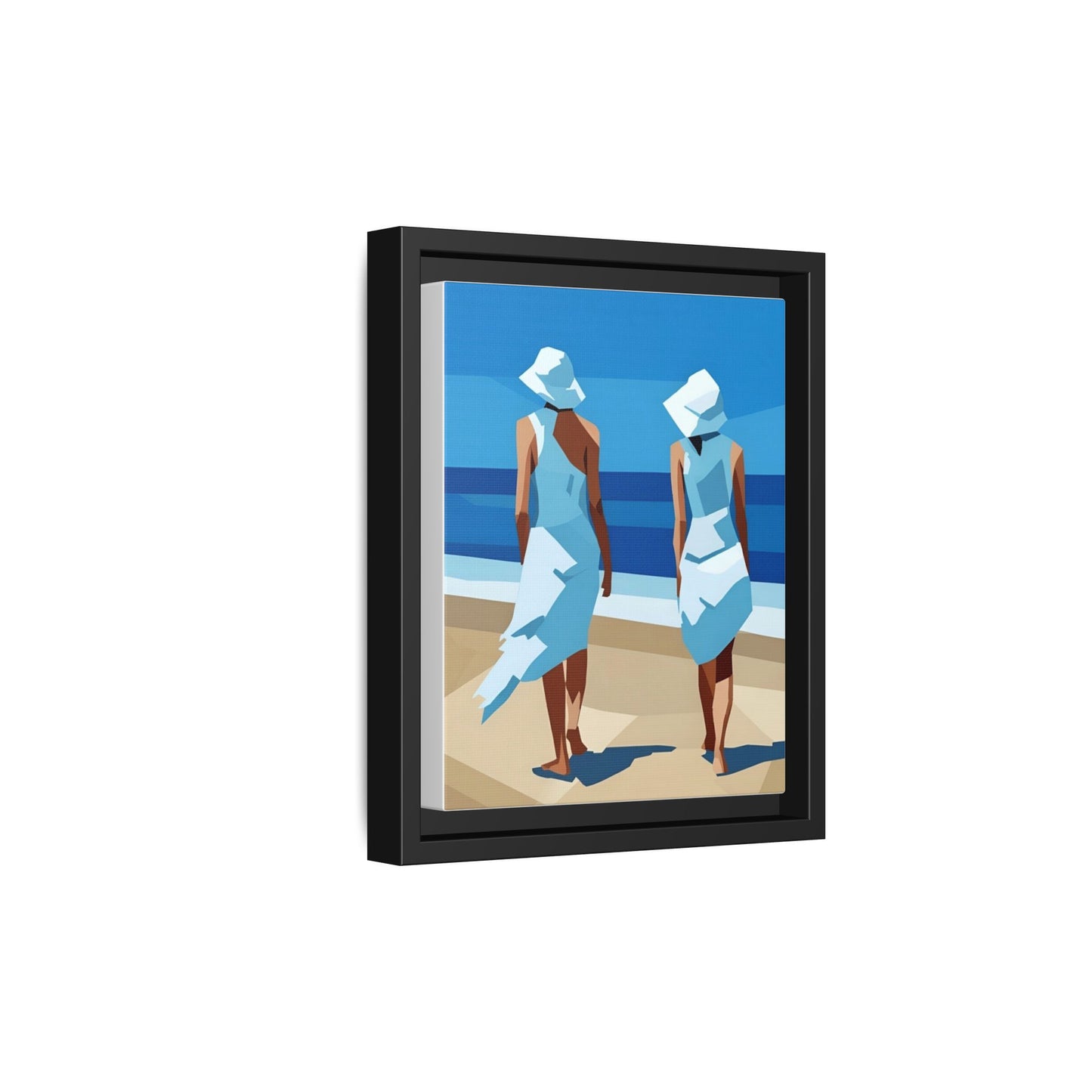 Seaside Stroll Matte Canvas Framed Print — Coastal Beach Art