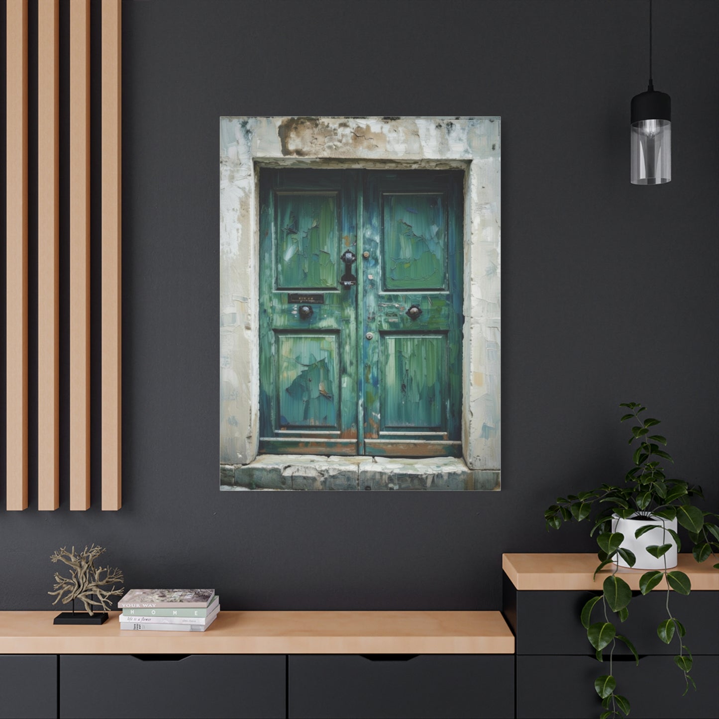 Vintage Green Door Matte Canvas Wall Art — Stretched 1.25"