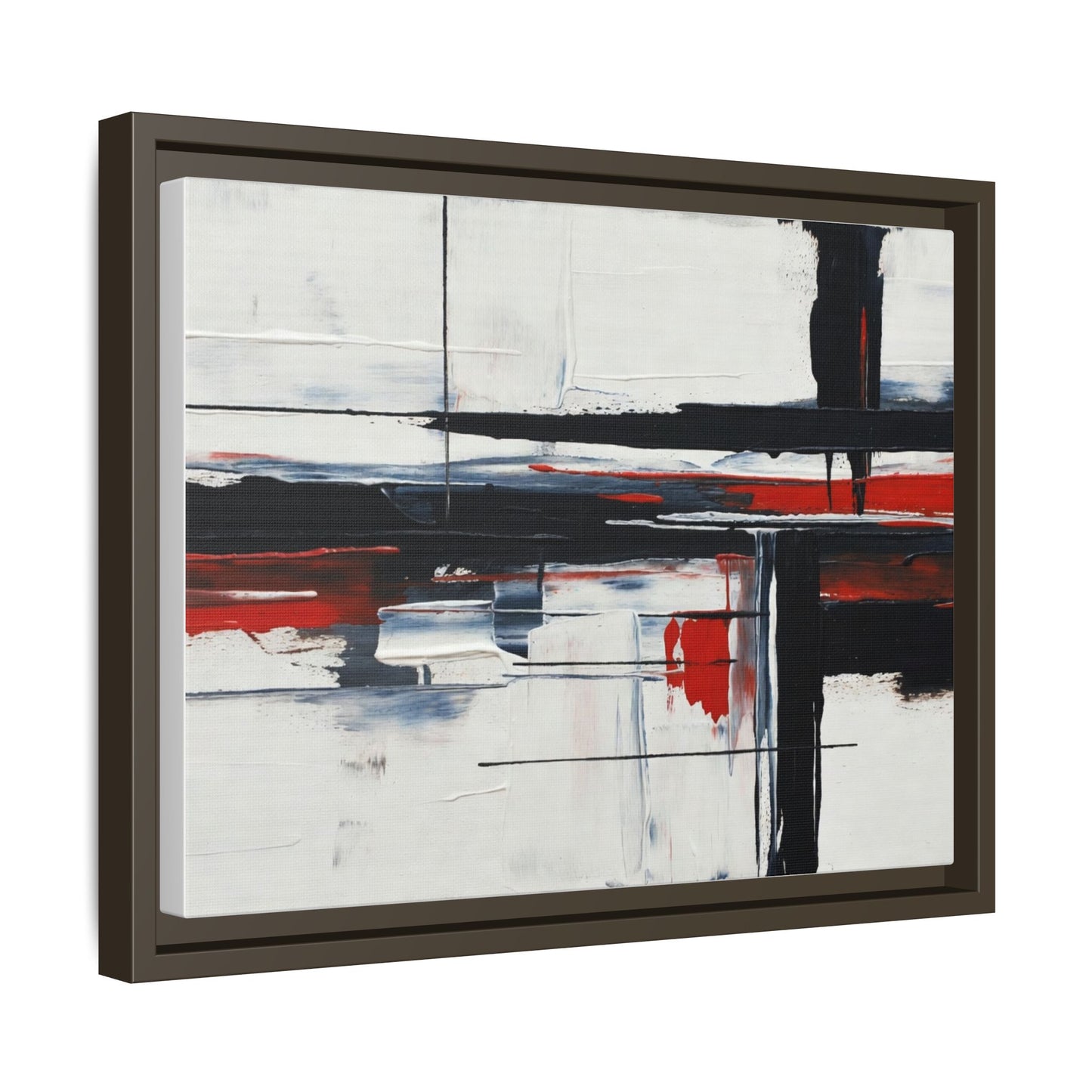 Abstract Red & Black Framed Canvas Art — Modern Matte Wall Painting