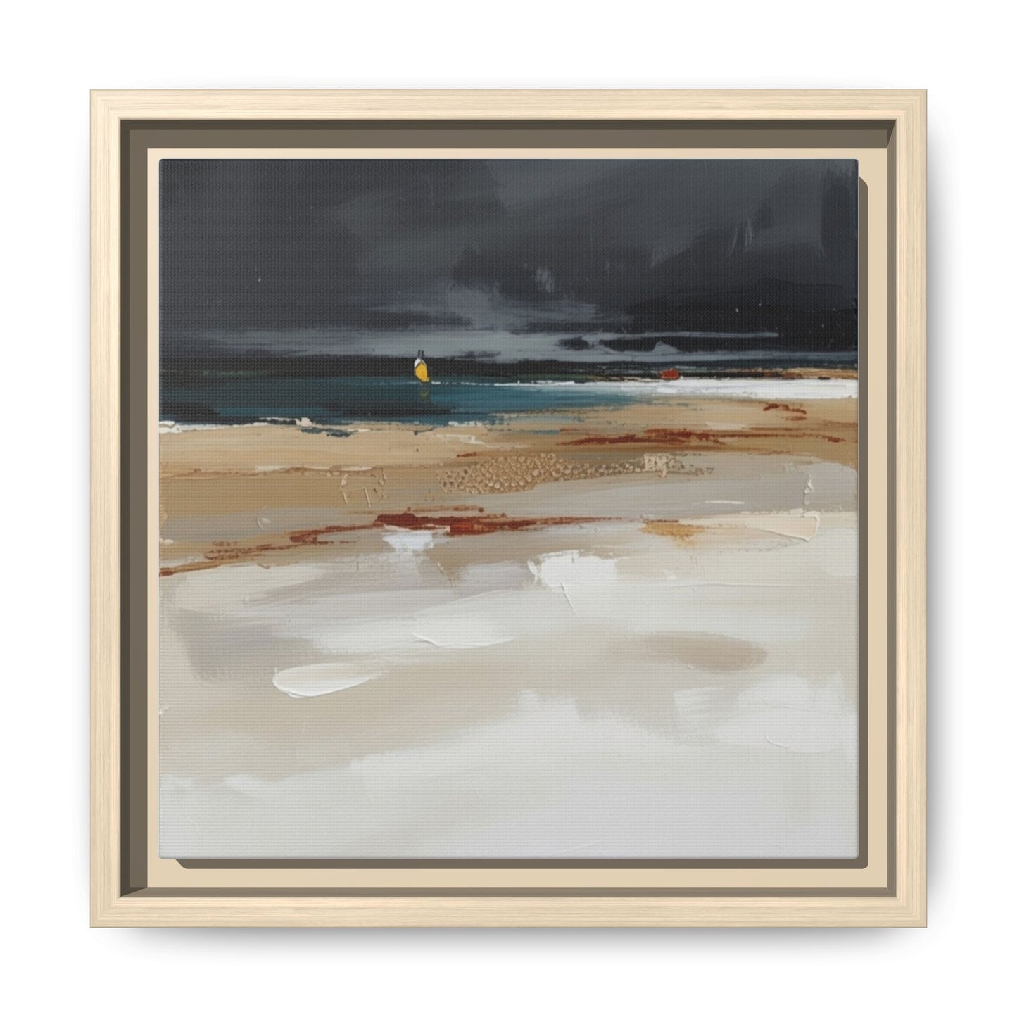 Framed Matte Canvas Beachscape Art Print — Coastal Abstract Wall Decor