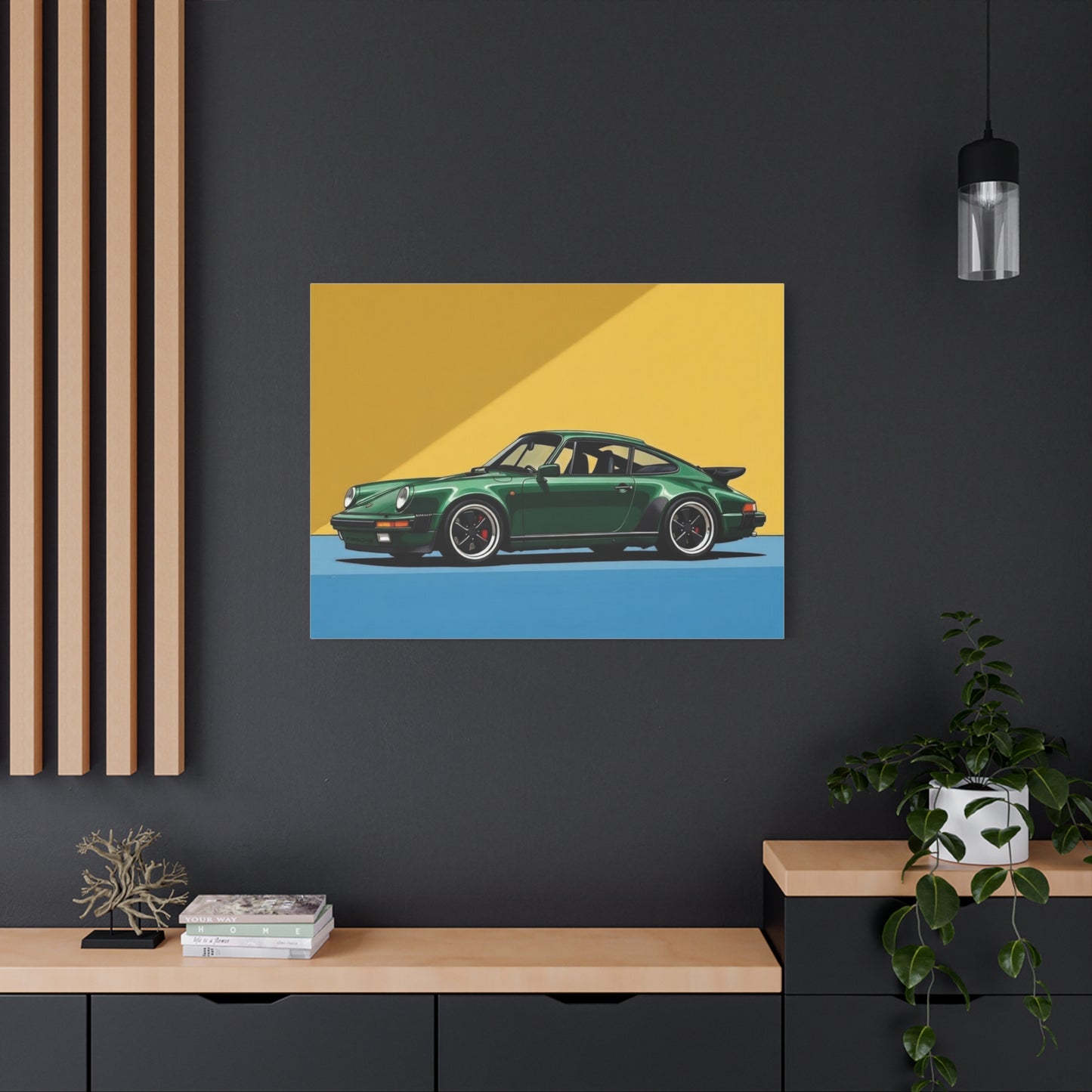 Vintage Green Porsche Art Print - Matte Stretched Canvas