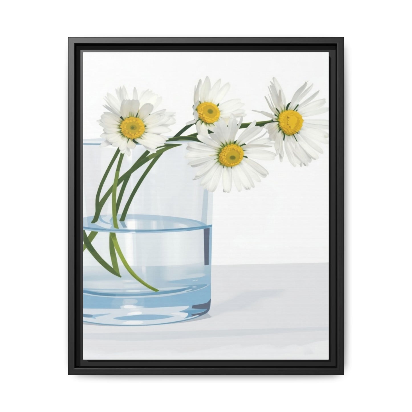 Framed Daisy Canvas Print — Minimal Botanical Wall Art