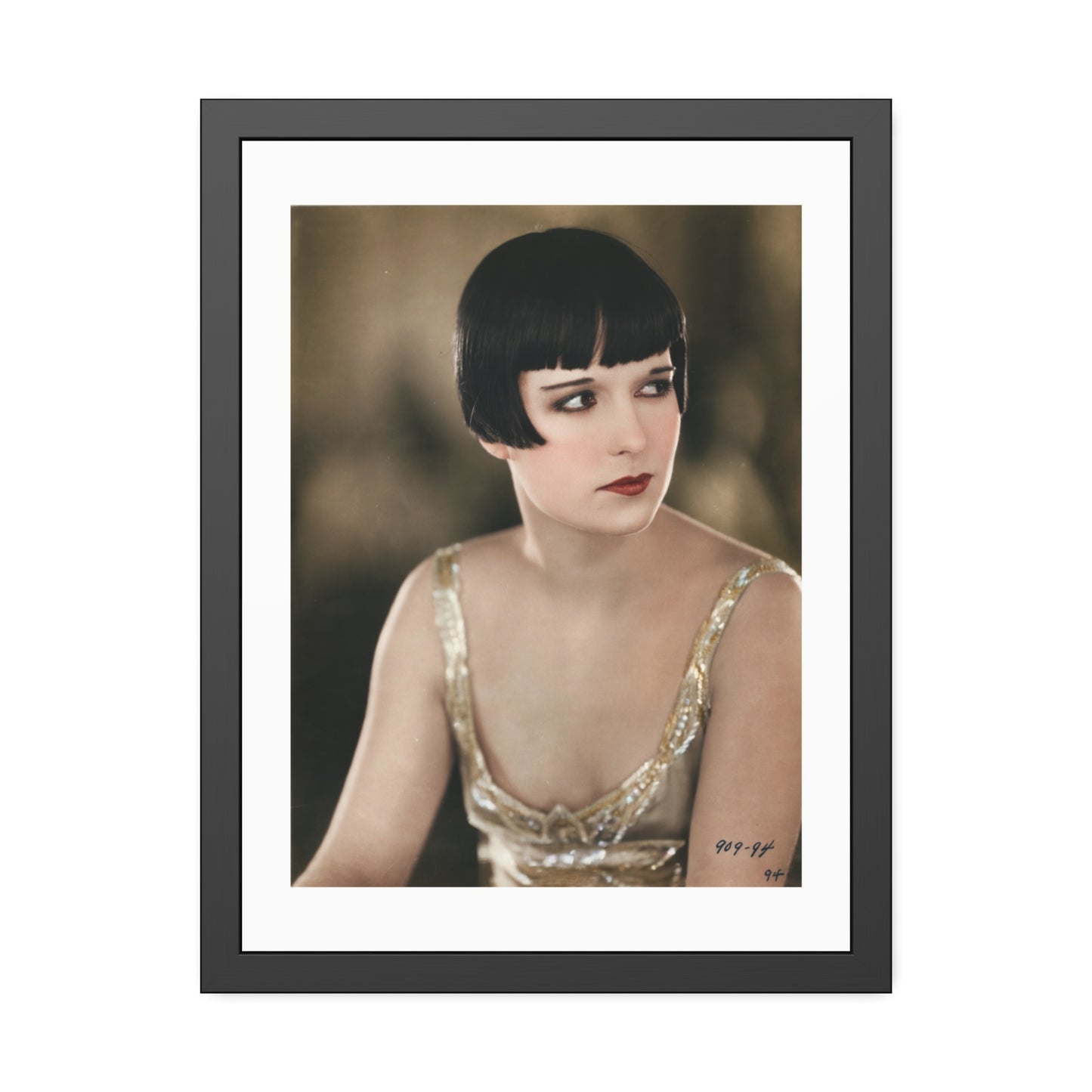 Vintage 1920s Louise Brooks Portrait Framed Poster — Art Deco Wall Print