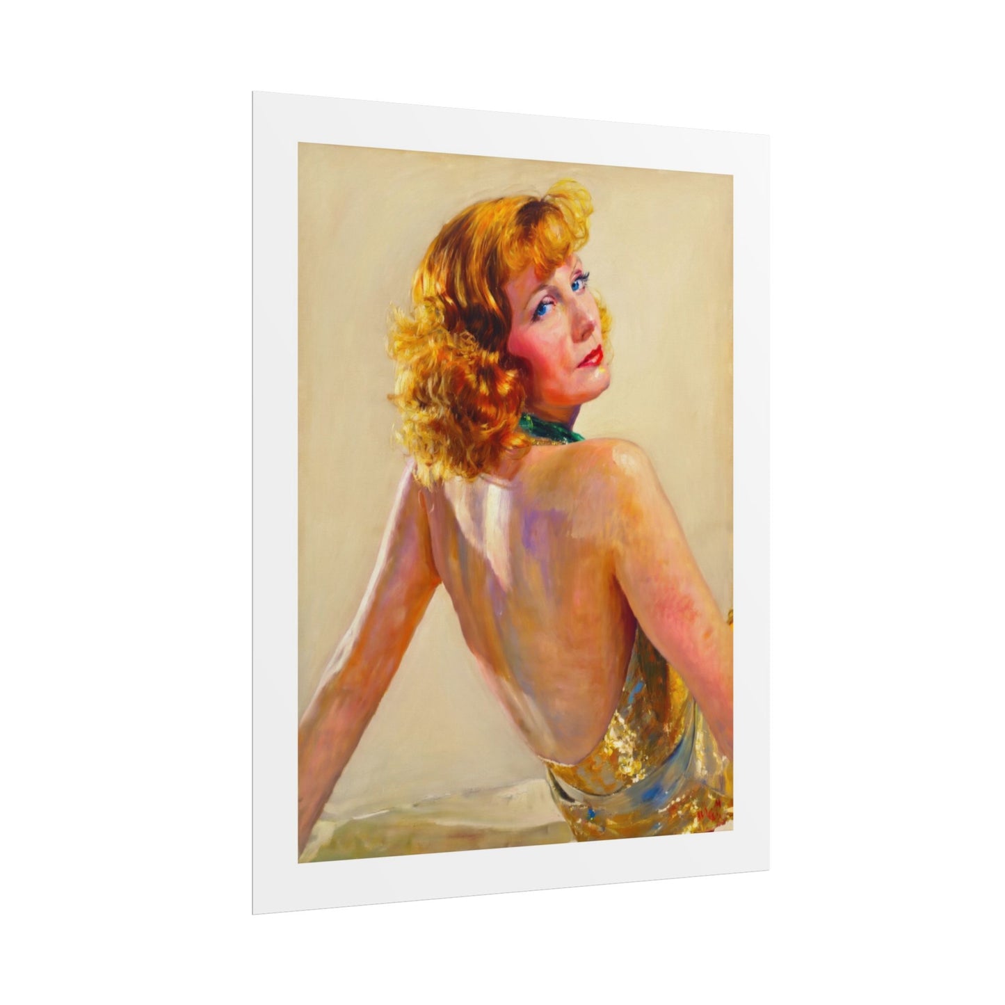 Vintage Pin-Up Art Poster - Glamorous Back-View Portrait Rolled Art Print