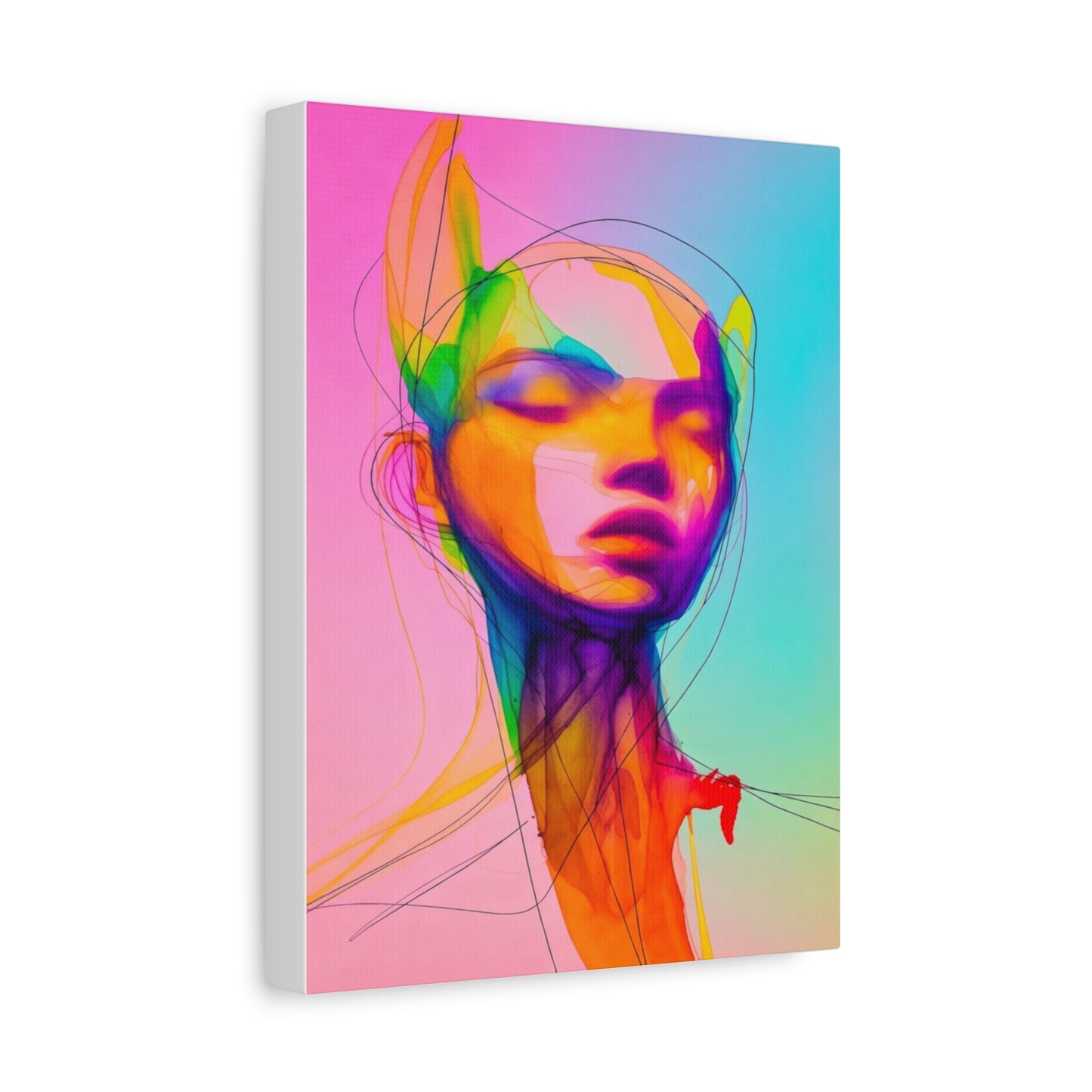 Abstract Neon Portrait Matte Canvas Wall Art