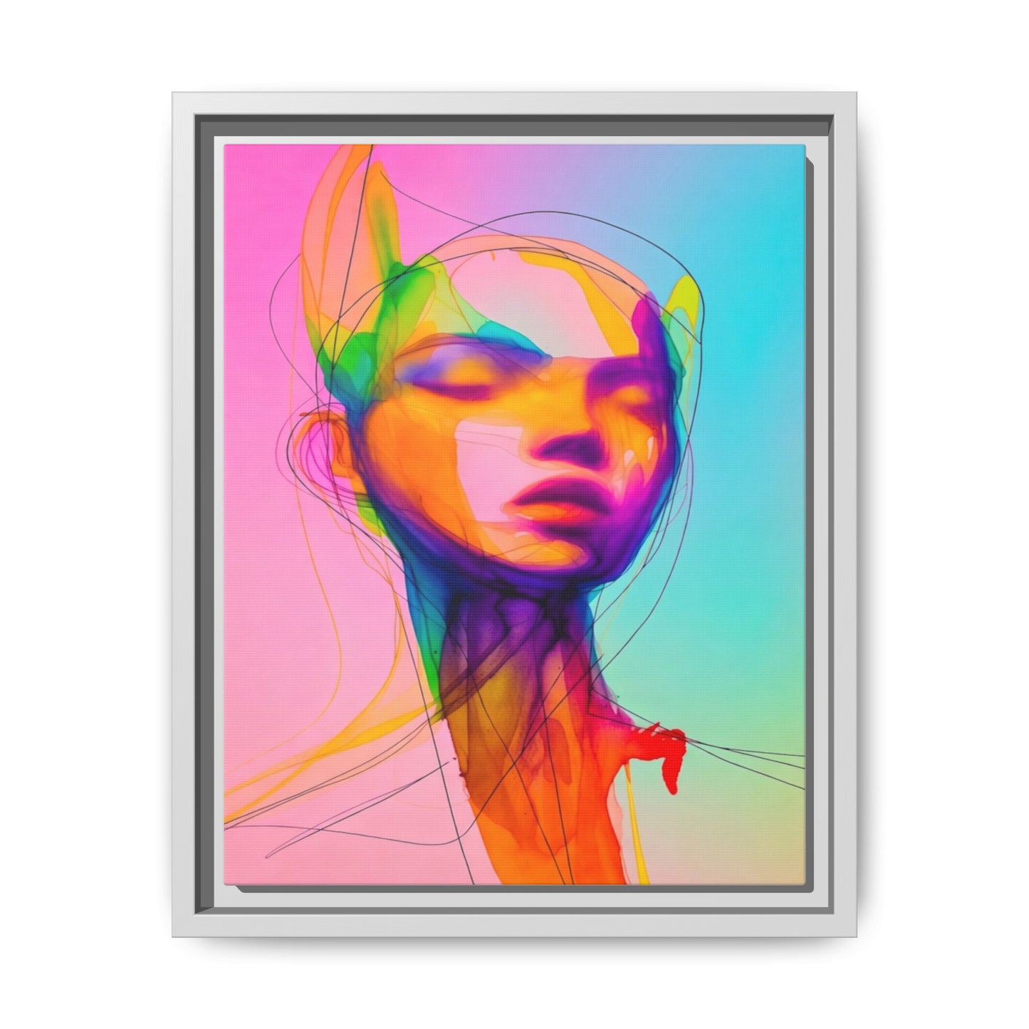 Framed Matte Canvas Art — Vibrant Abstract Portrait Wall Print