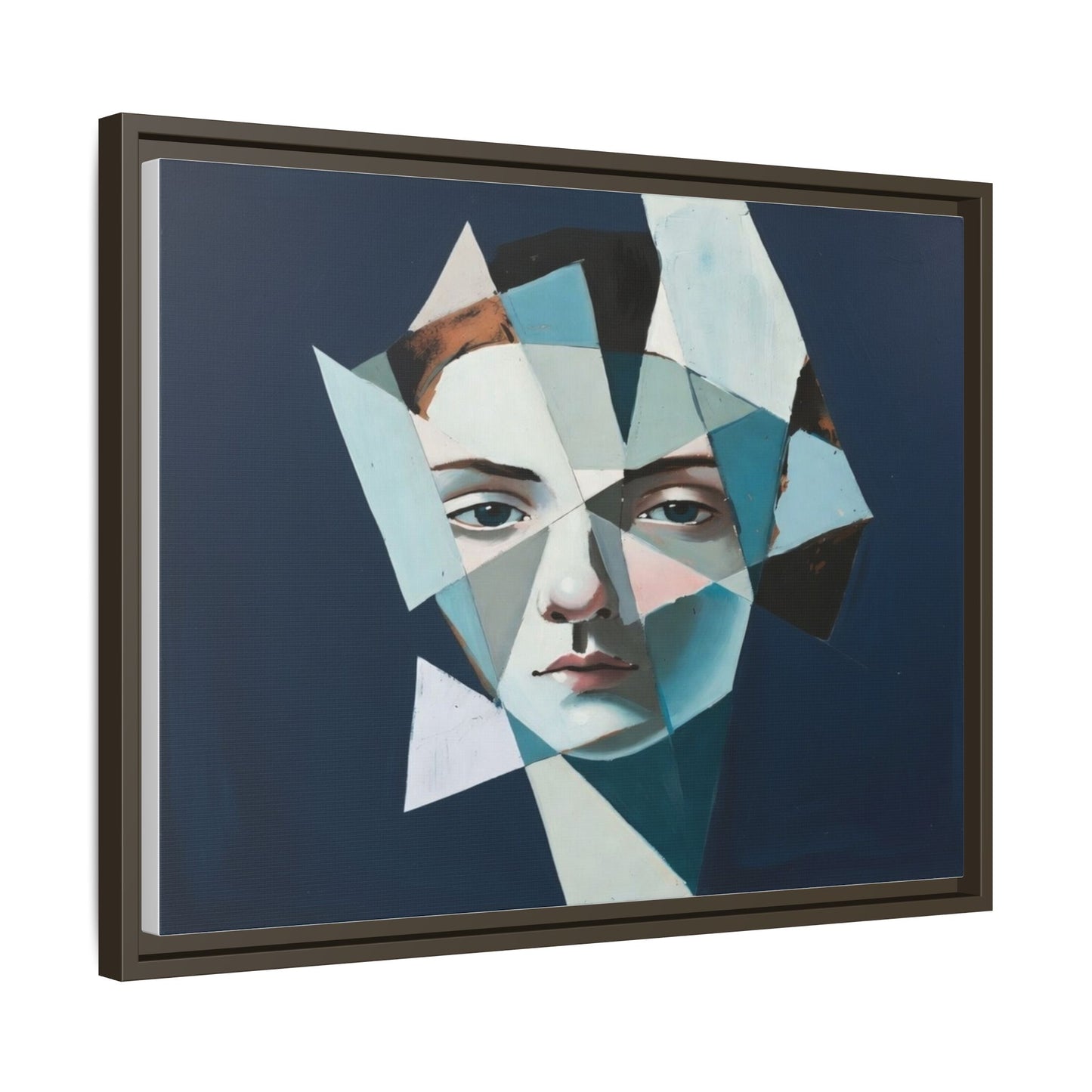 Abstract Fragmented Portrait Matte Canvas (Framed)