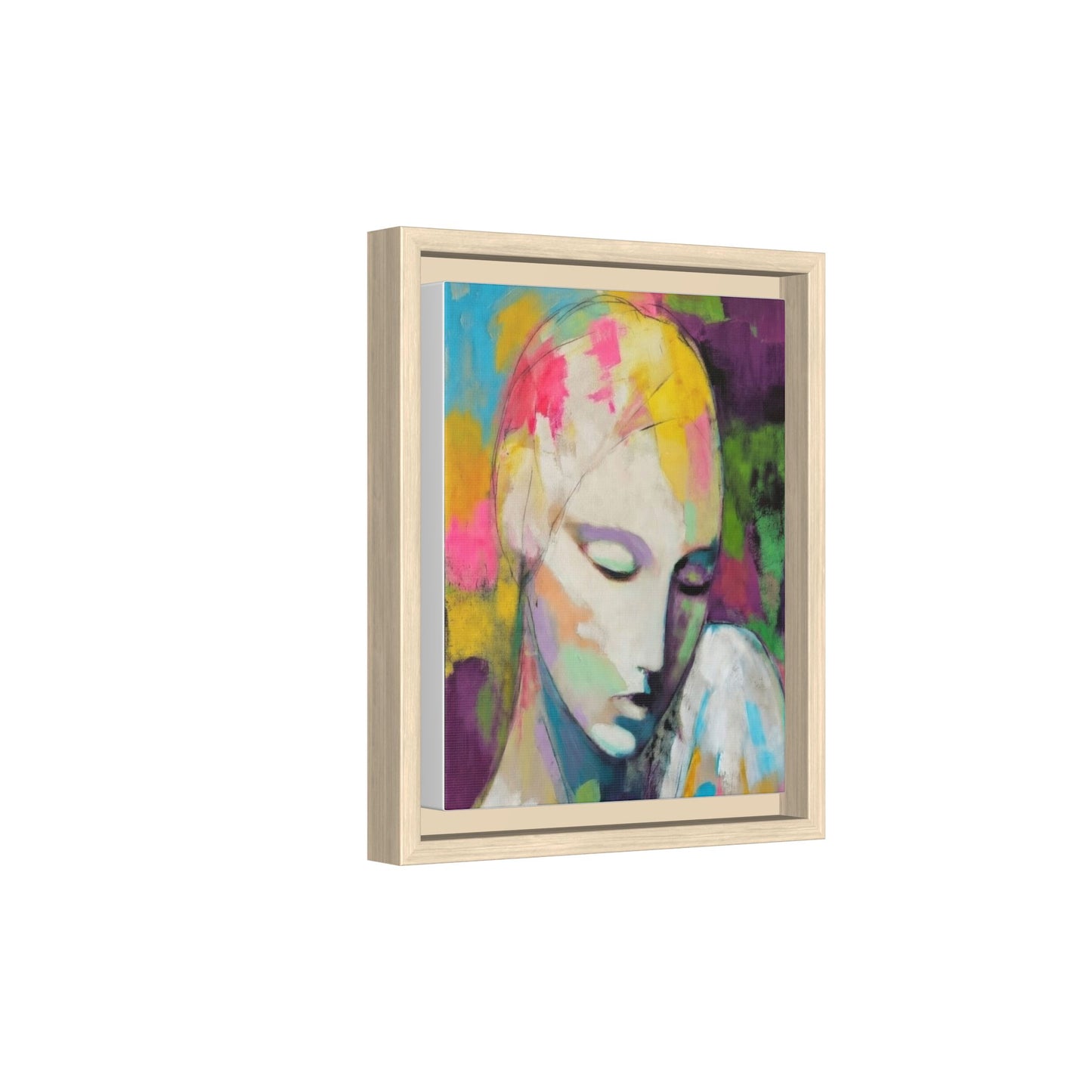 Framed Matte Canvas Art - Colorful Abstract Portrait