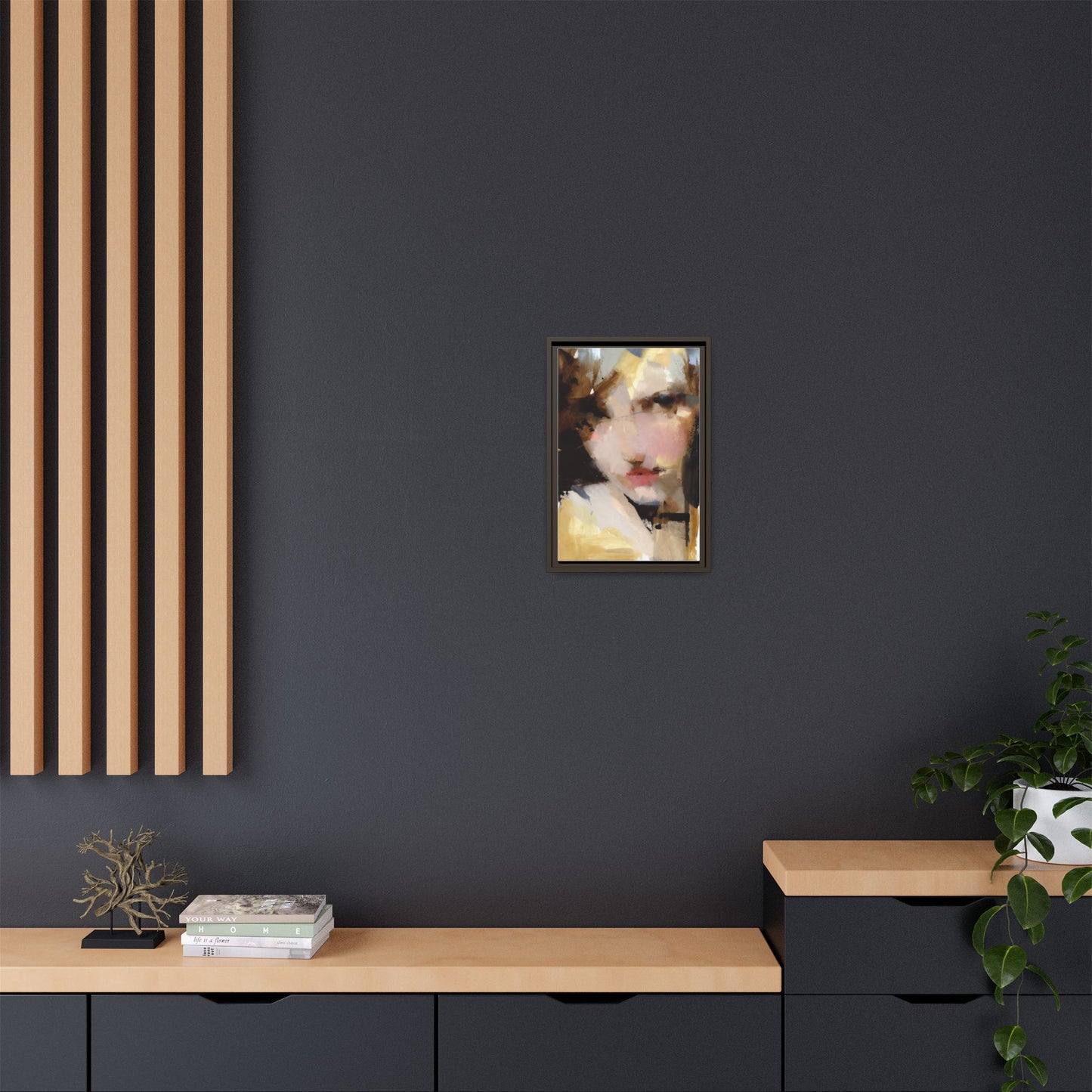 Abstract Portrait Matte Canvas Framed Print — Modern Feminine Wall Art