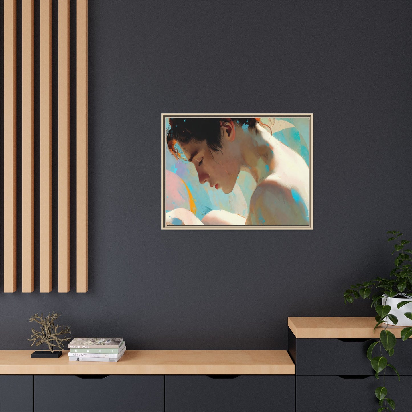 Framed Matte Canvas Print — Dreamy Portrait Art (Multi‑Color)