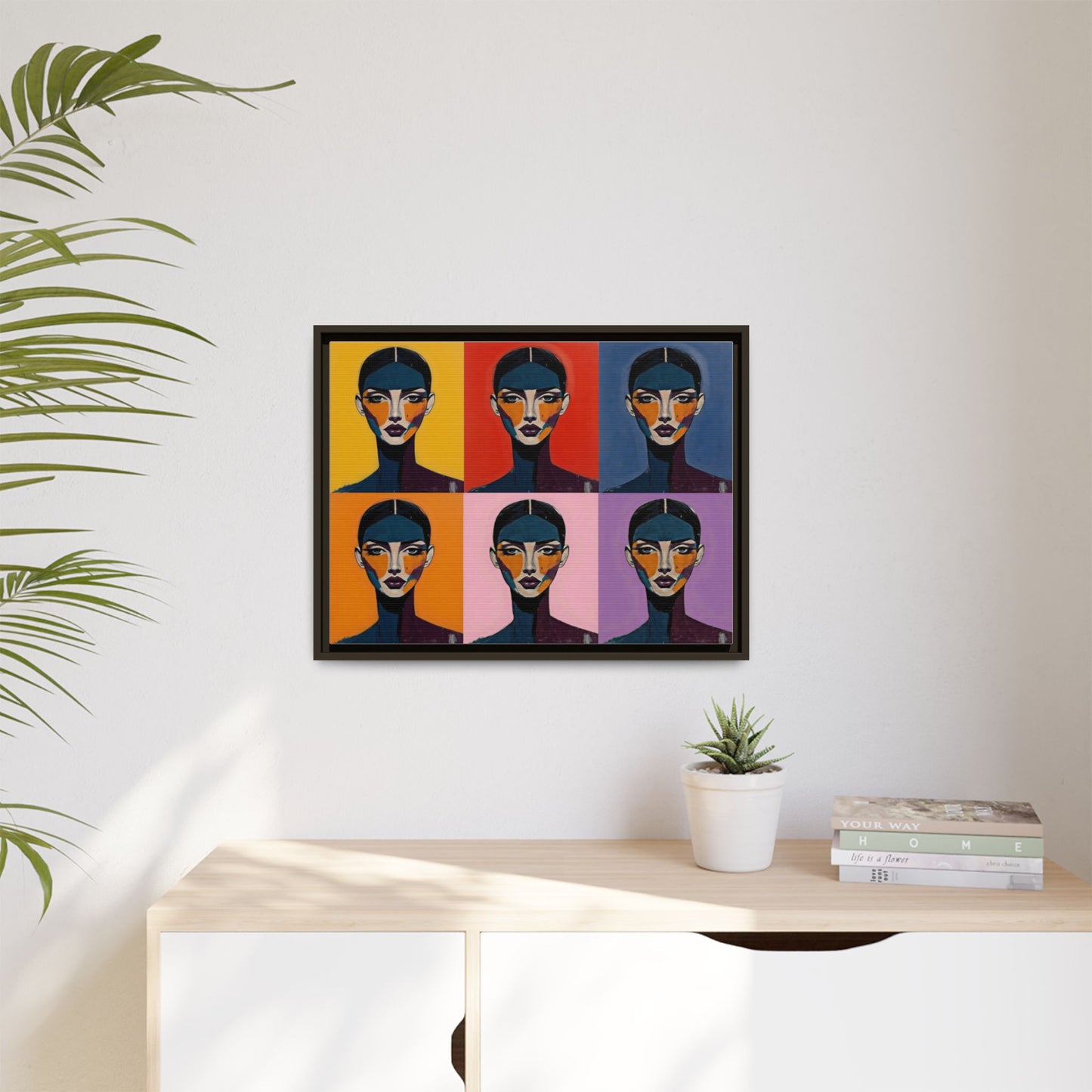 Pop Art Portrait Matte Canvas — Framed Multi-Color Wall Art