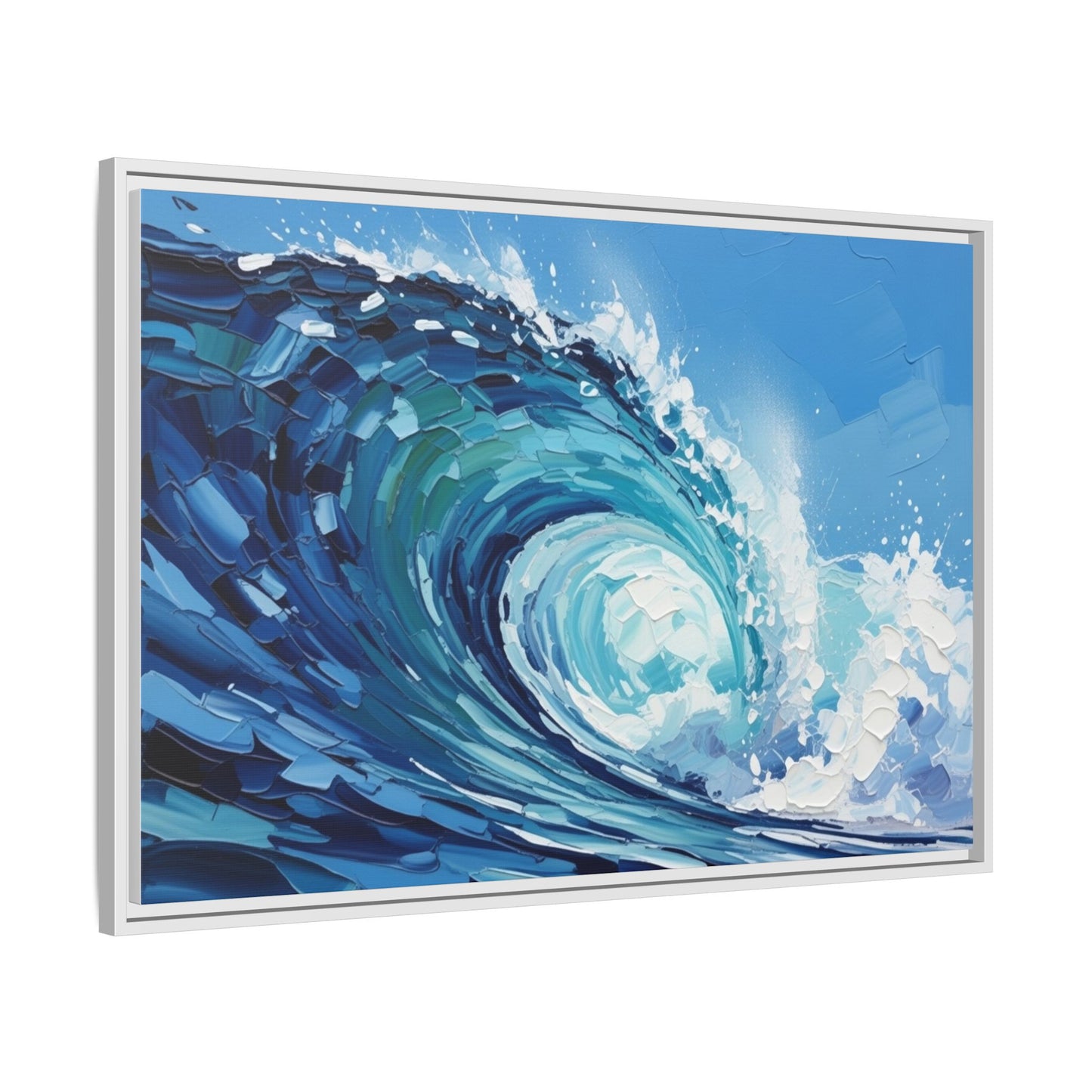 Framed Matte Canvas Wave Art — Blue Ocean Surf Wall Decor