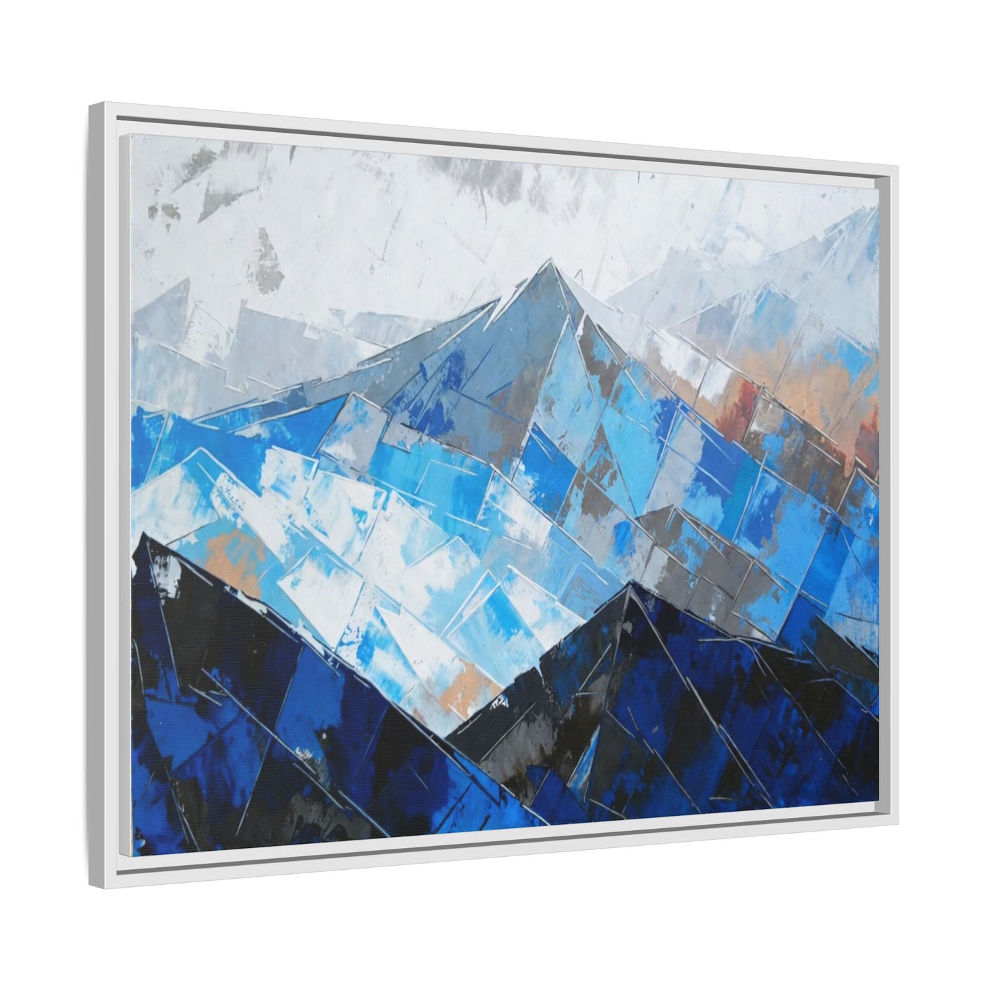 Framed Matte Canvas Blue Mountain Abstract Wall Art