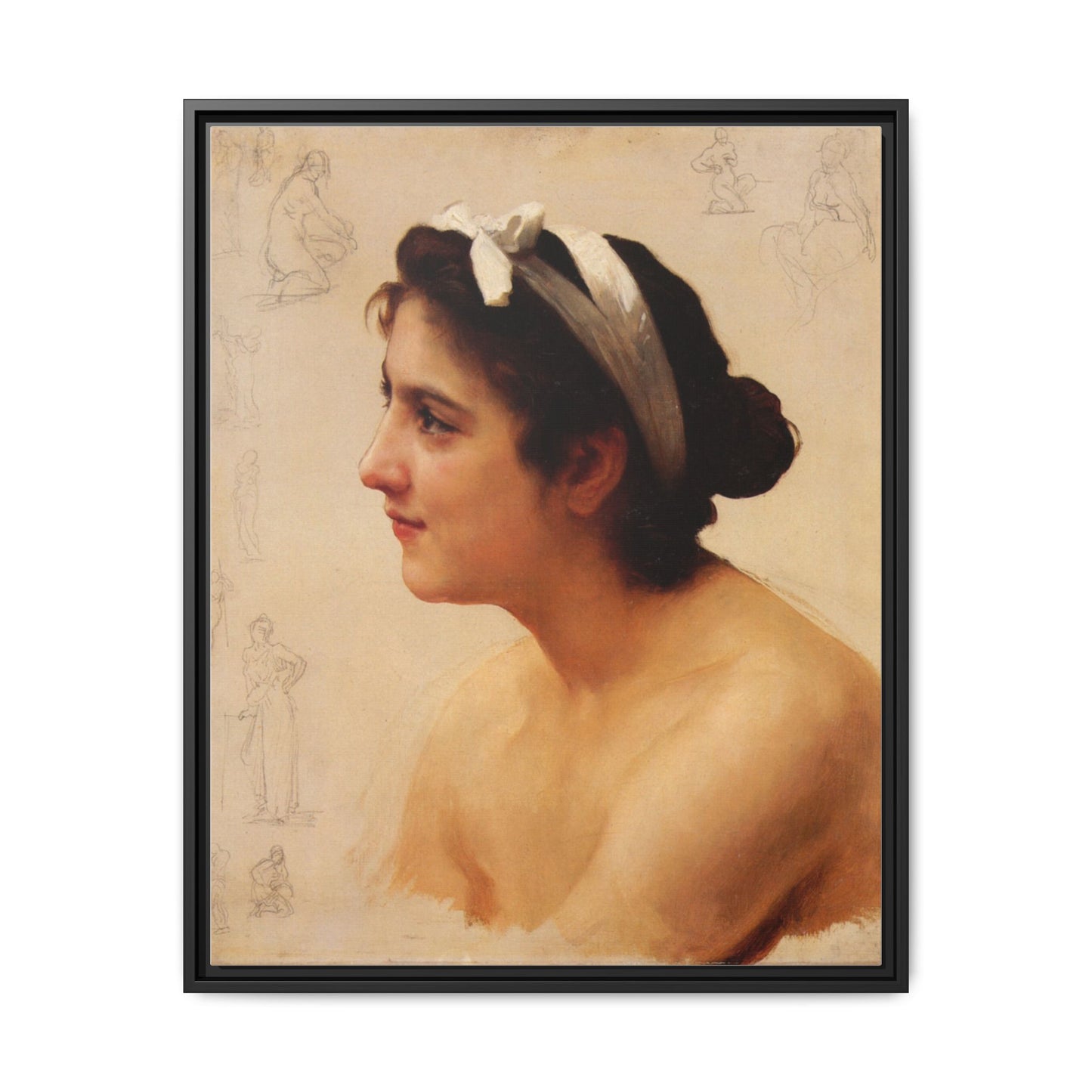 Study Of A Woman For Offering To Love by William Adolphe Bouguereau Framed Matte Canvas Print