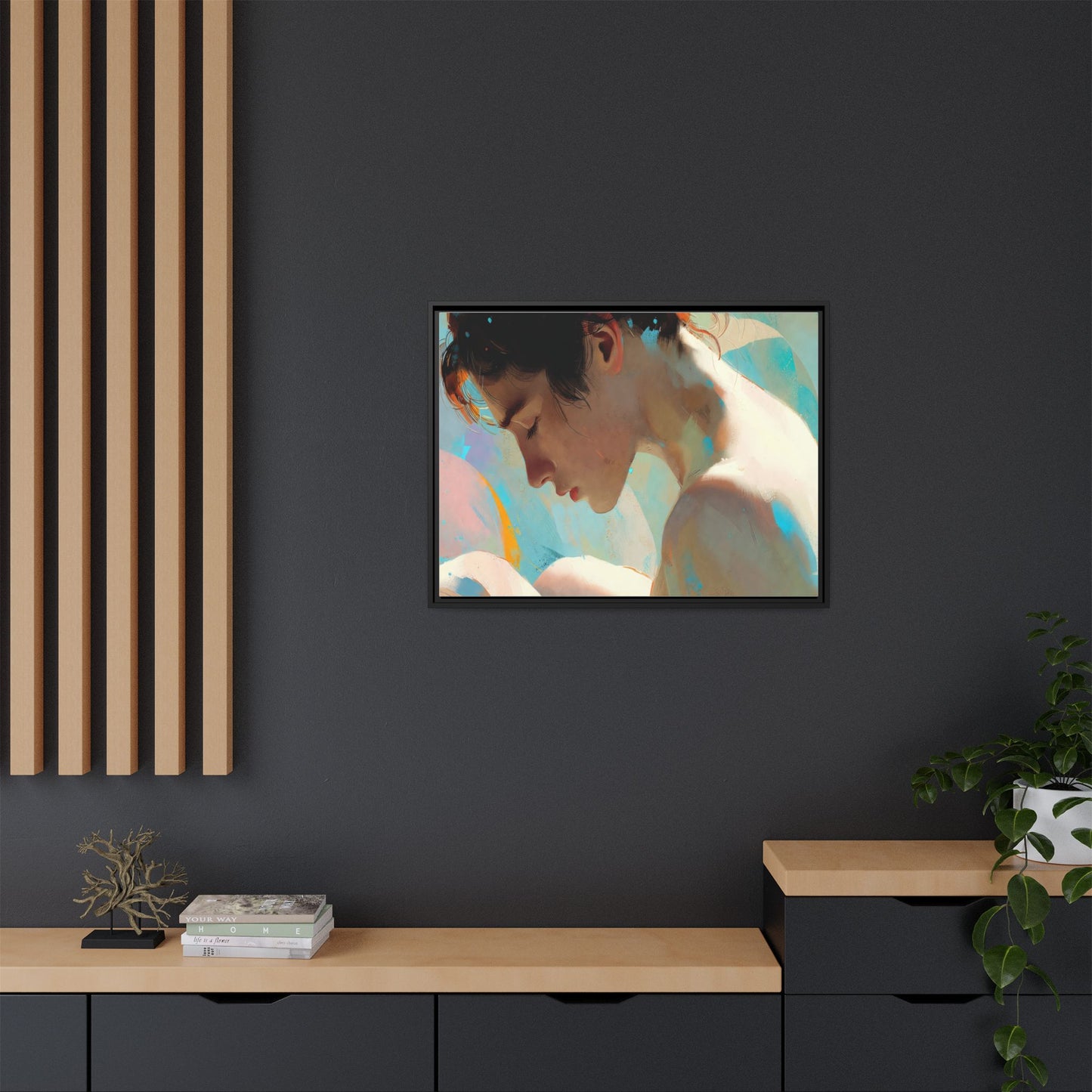 Framed Matte Canvas Print — Dreamy Portrait Art (Multi‑Color)