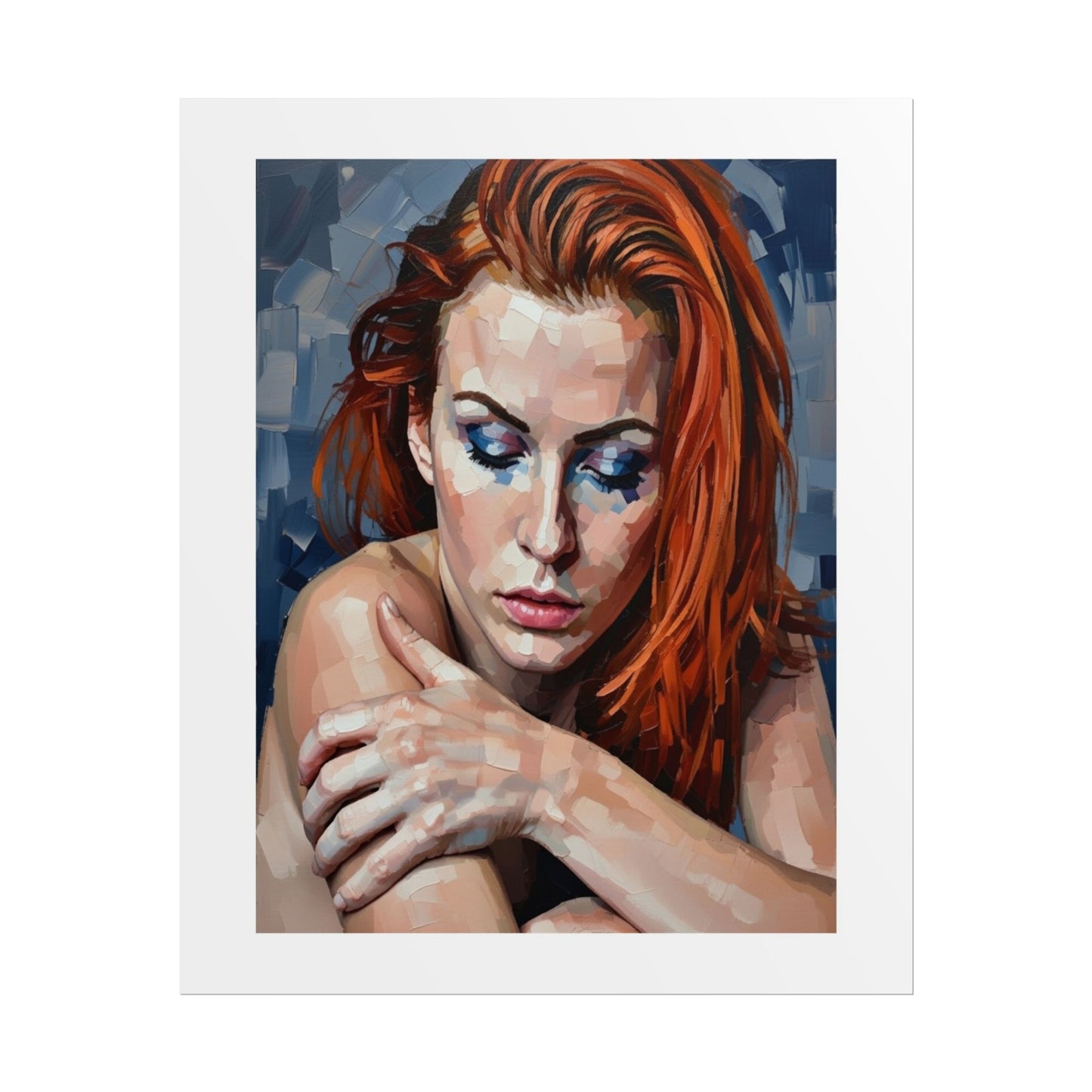 Redheaded Portrait Rolled Poster — Expressive Female Art Print