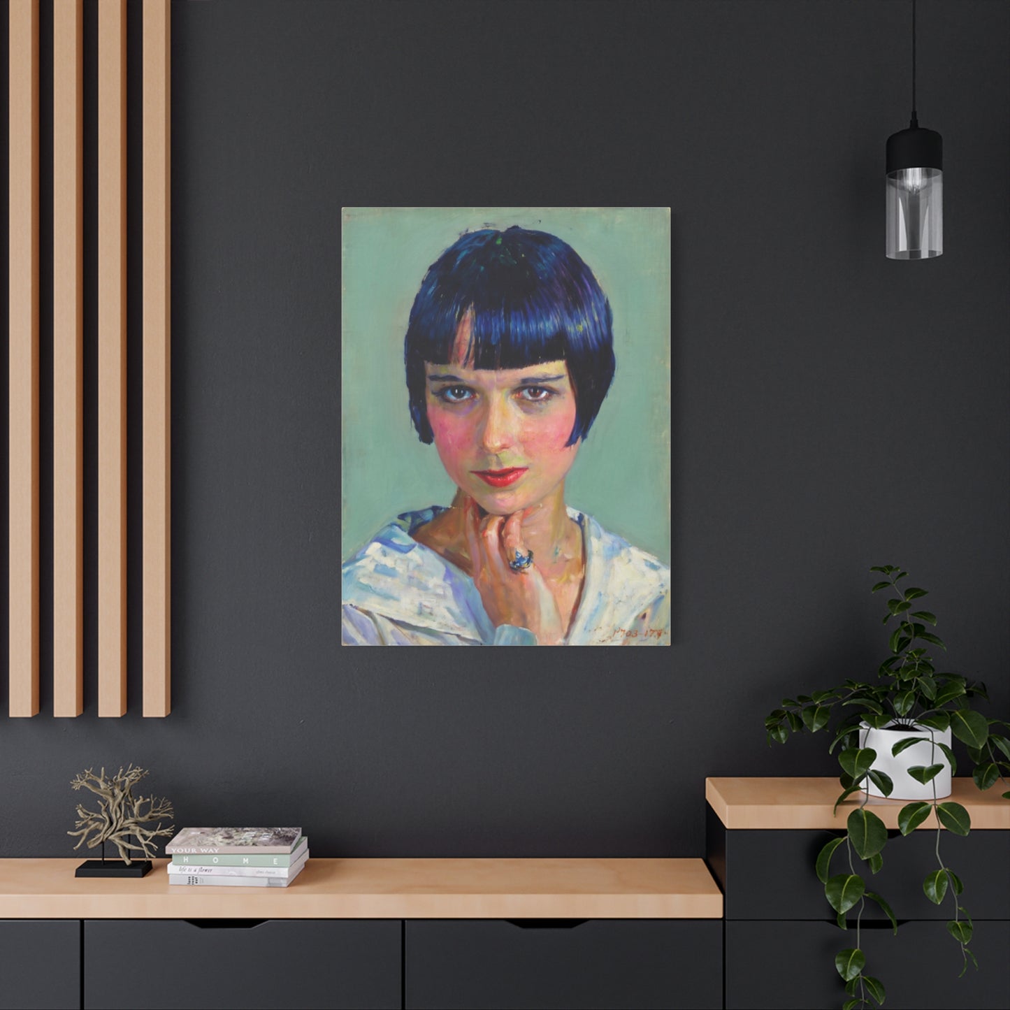 Portrait Canvas Print — Vintage Flapper Woman Matte Stretched Wall Art