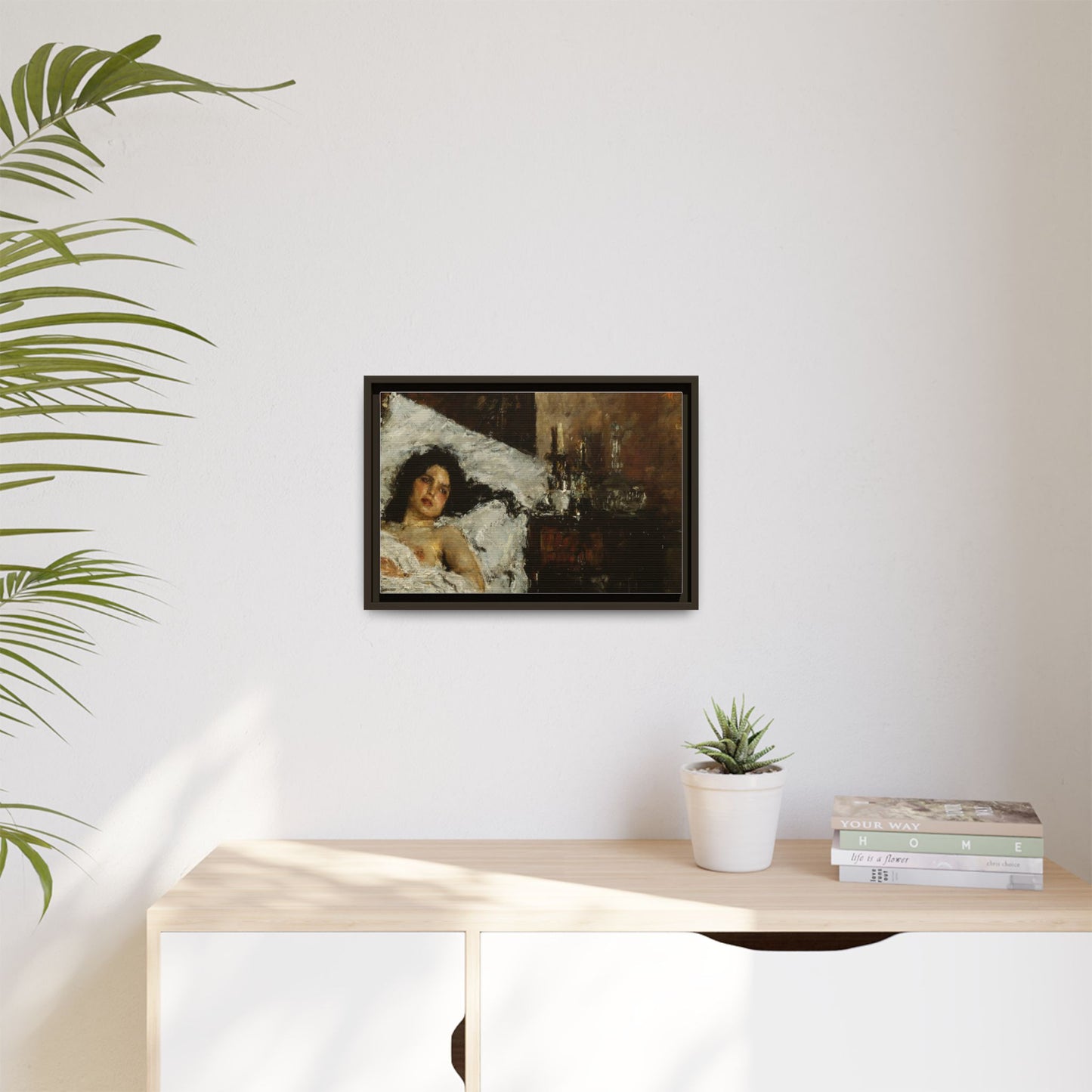 Resting by Antonio Mancini Framed Matte Canvas Wall Art Print