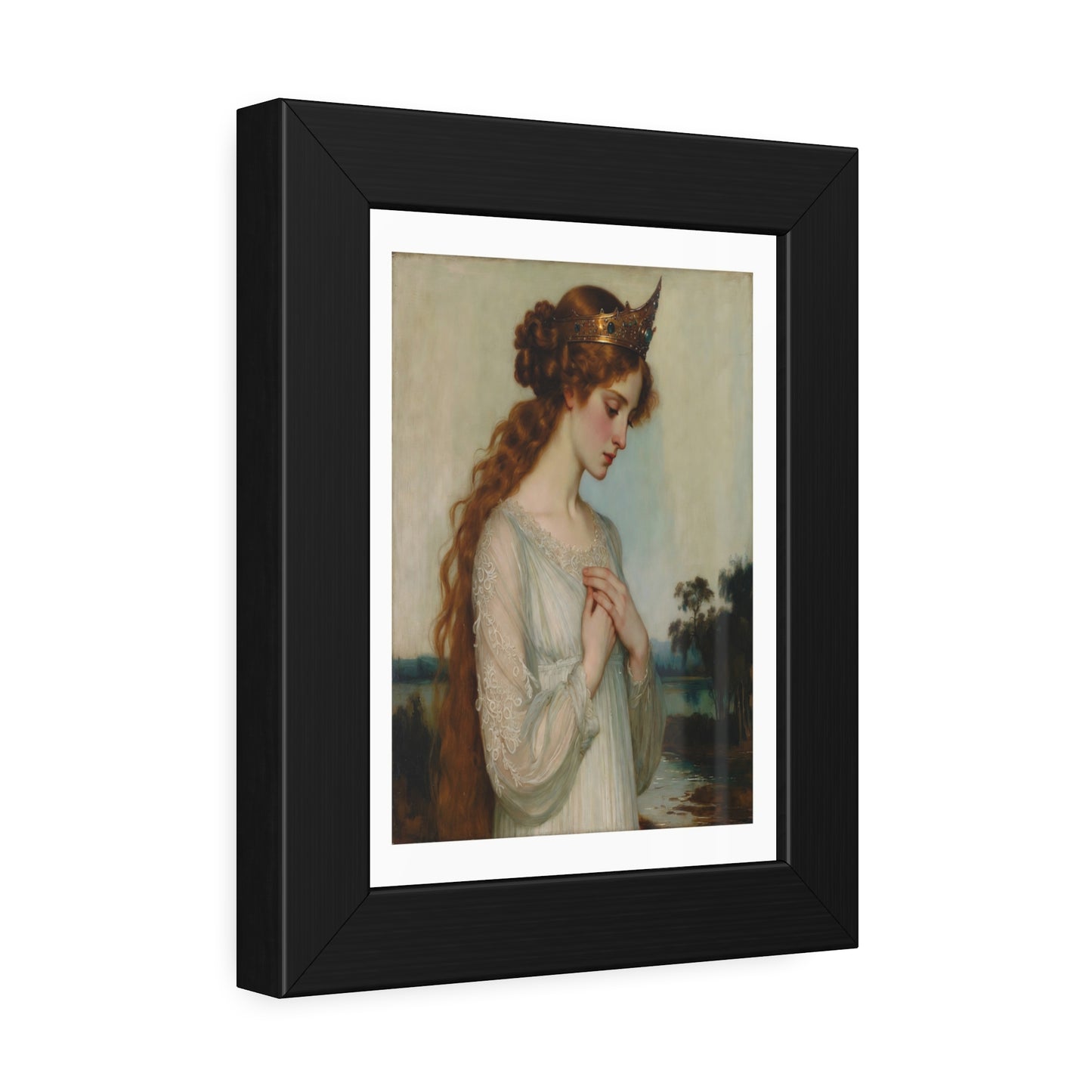 Framed Art Print — Pre-Raphaelite Woman Portrait, Vintage Romantic Wall Art