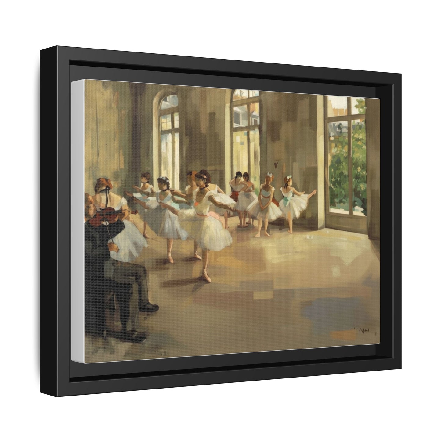 Framed Matte Canvas Print — Ballet Class Scene (Impressionist Dancers)