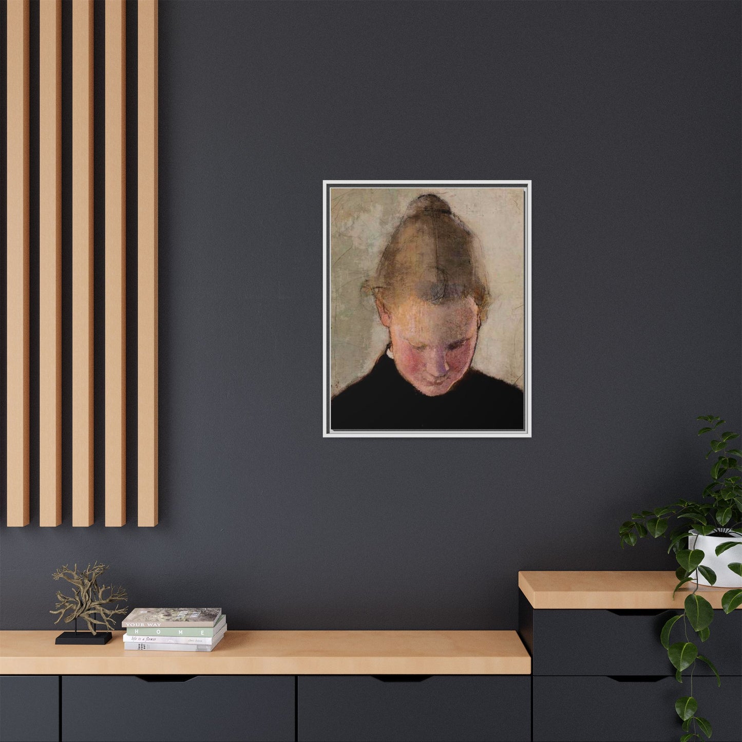 Lukeva tytto by Helena Schjerfbeck Framed Matte Canvas Art Print