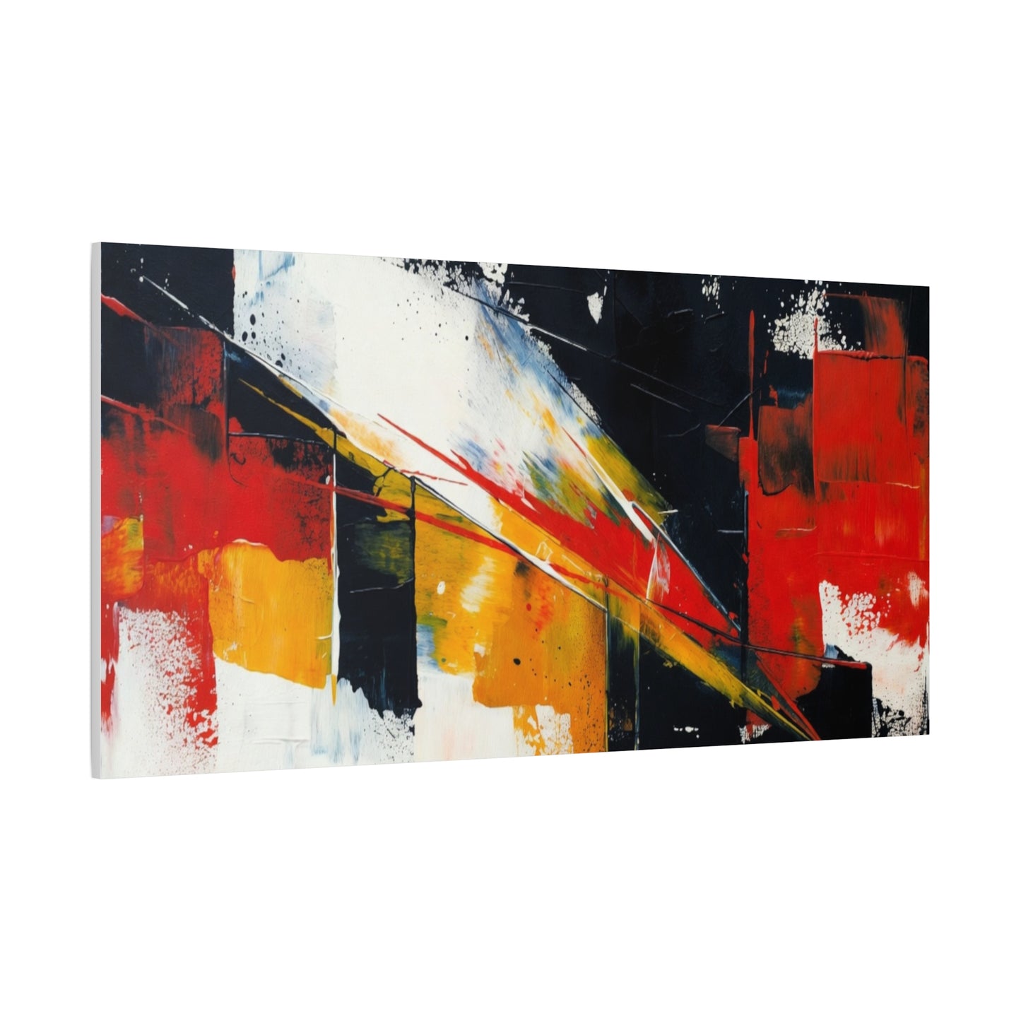 Abstract Geometric Canvas Art — Bold Red & Black Modern Wall Painting