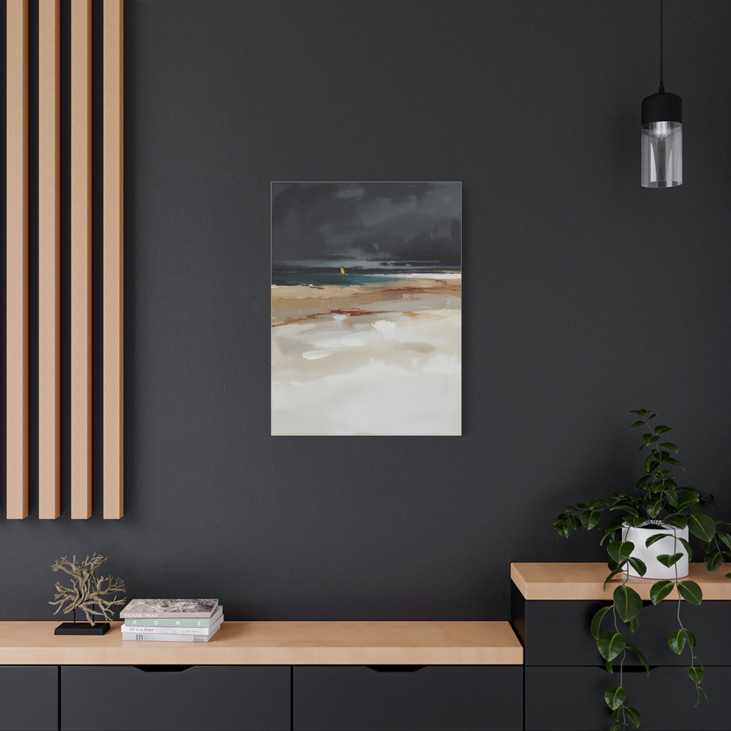 Beachscape Canvas Art — Stormy Seascape Matte Stretched Wall Art