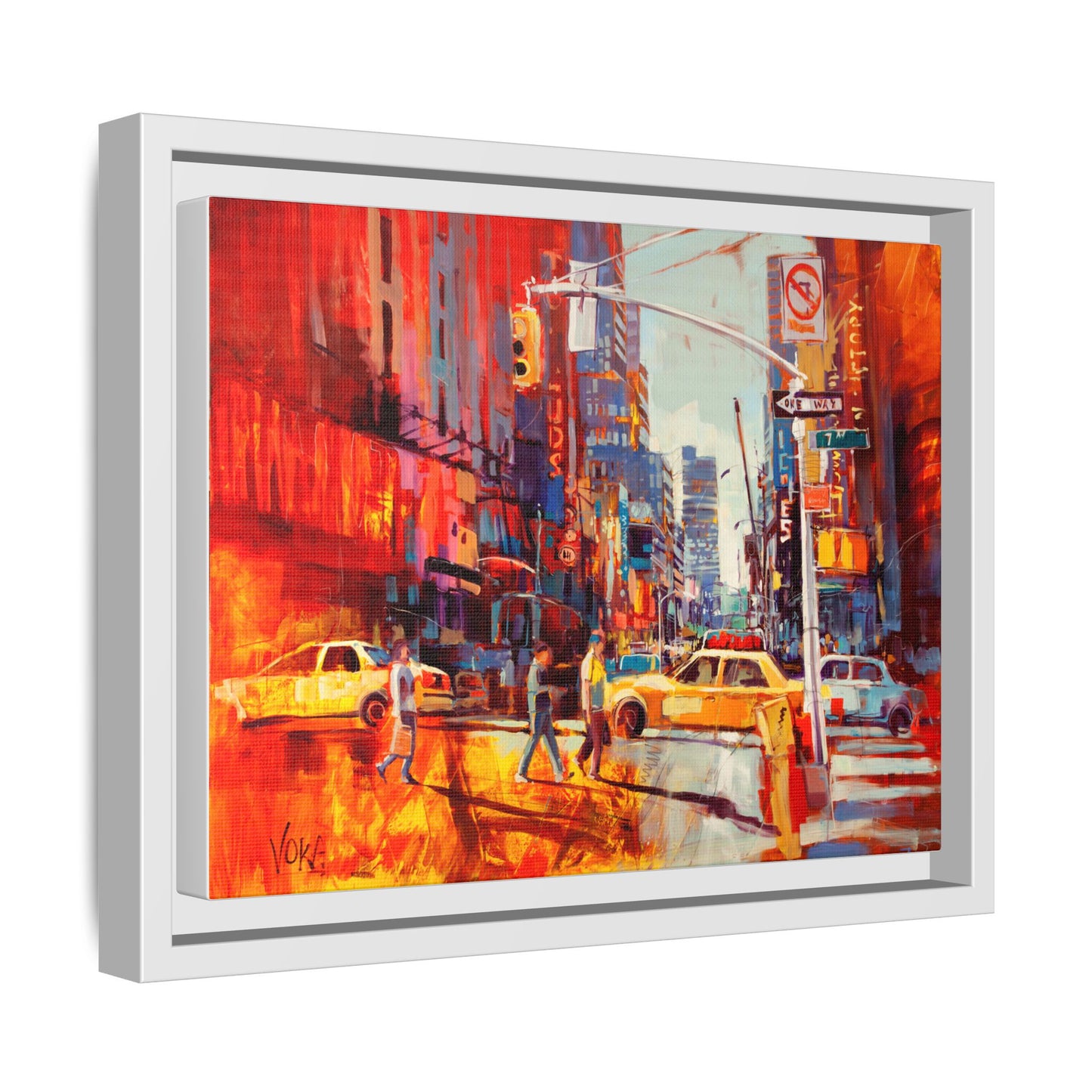 New York 7th AV attributed to Voke Framed Matte Canvas – Art Print