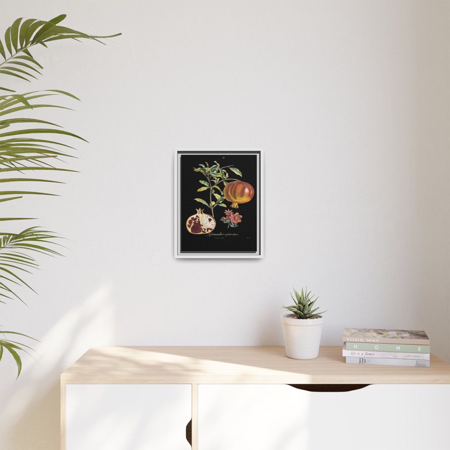 Pomegranate Botanical Framed Canvas Print — Vintage Fruit Wall Art