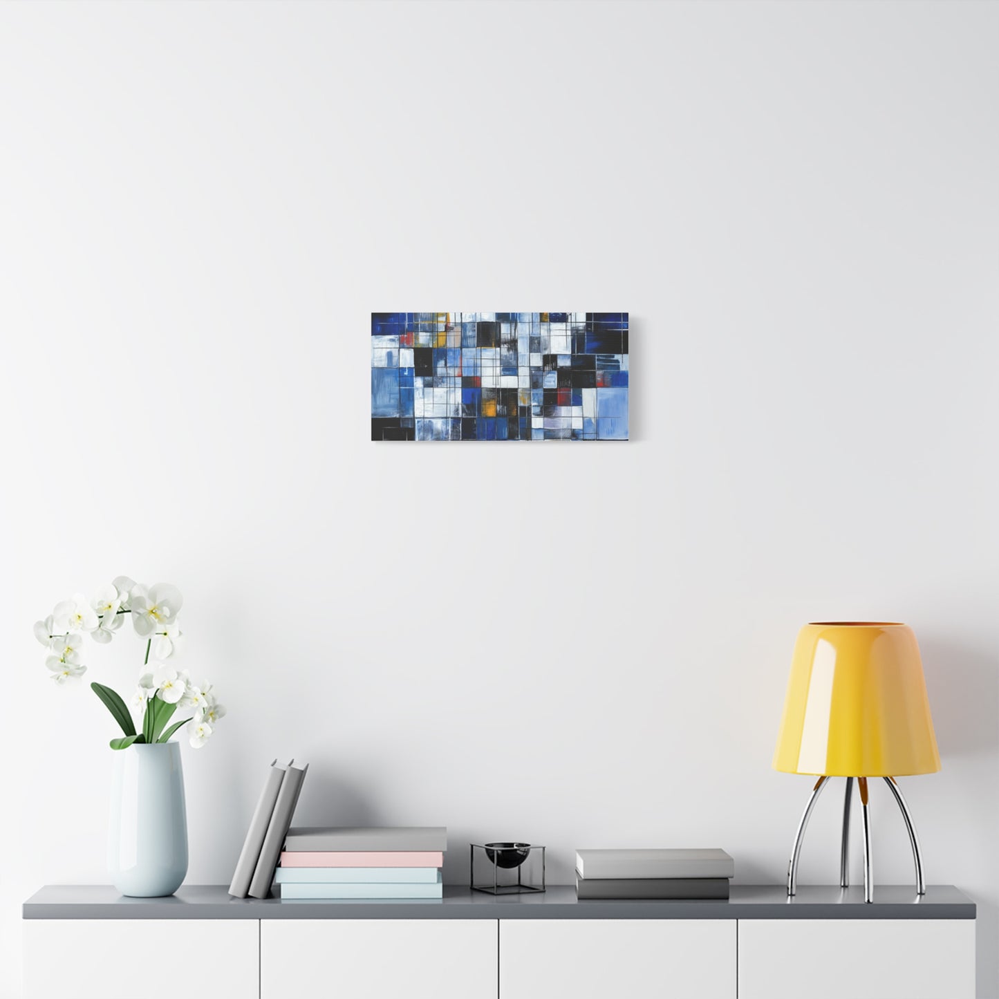 Abstract Blue Grid Matte Stretched Canvas Wall Art (1.25")