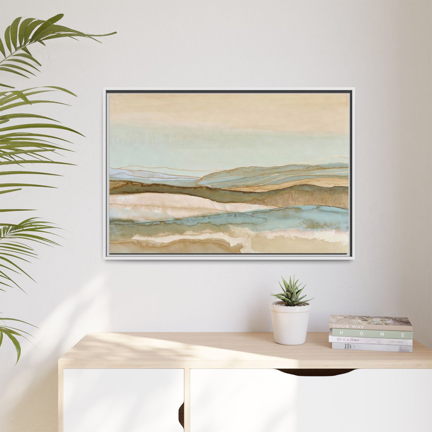 Framed Matte Canvas Coastal Abstract Landscape Wall Art