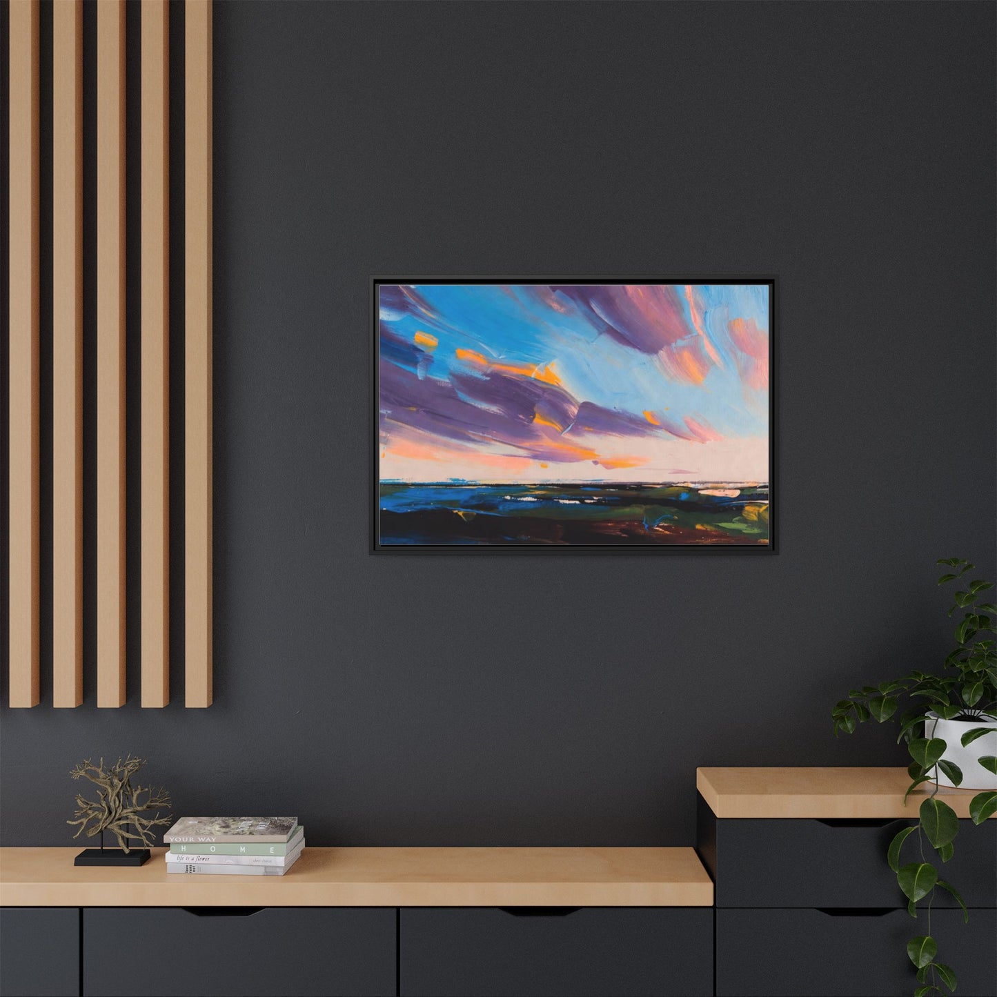 Framed Matte Canvas Abstract Seascape Sunset Art Print