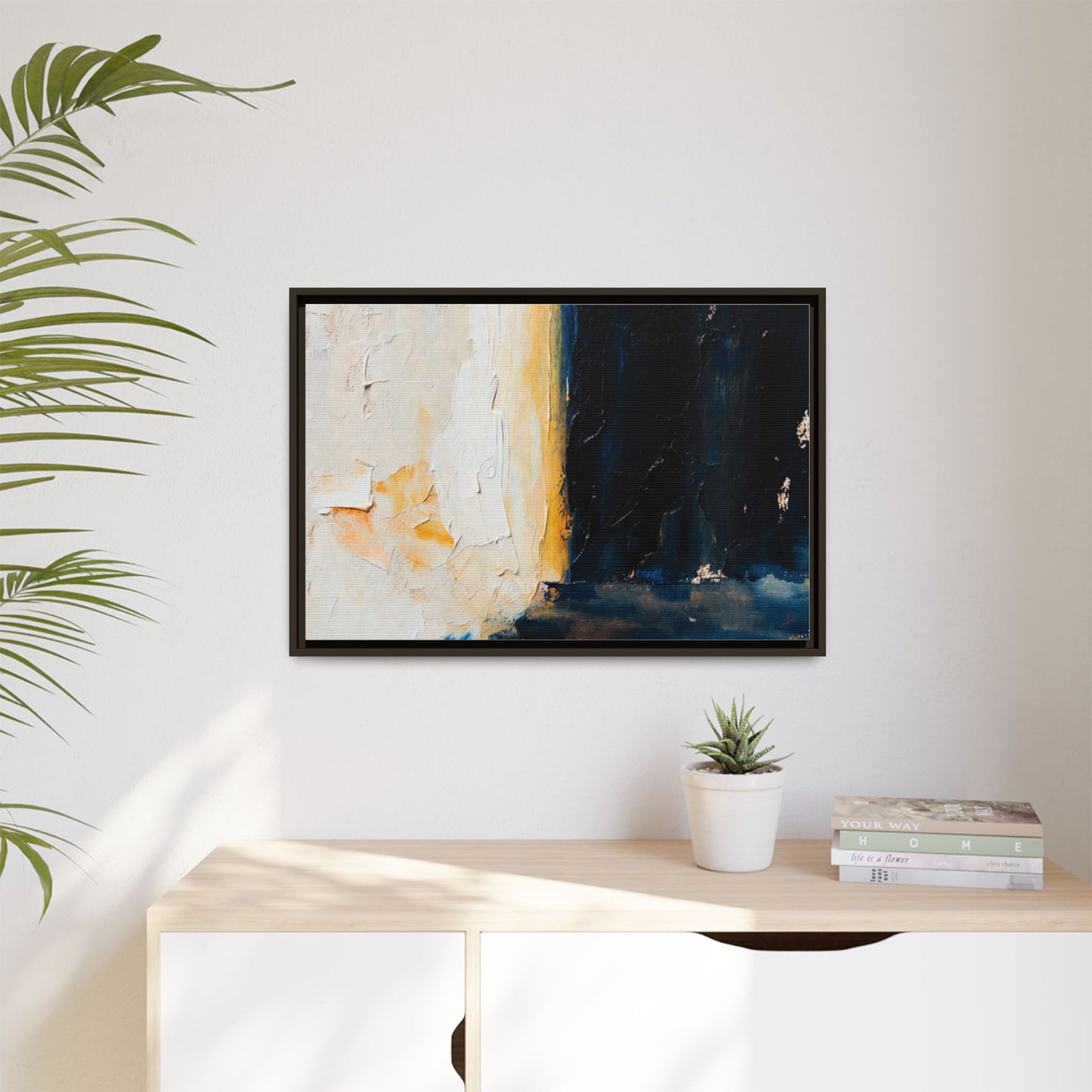 Abstract Coastal Texture Framed Canvas Art — Matte Multi-Color Wall Print
