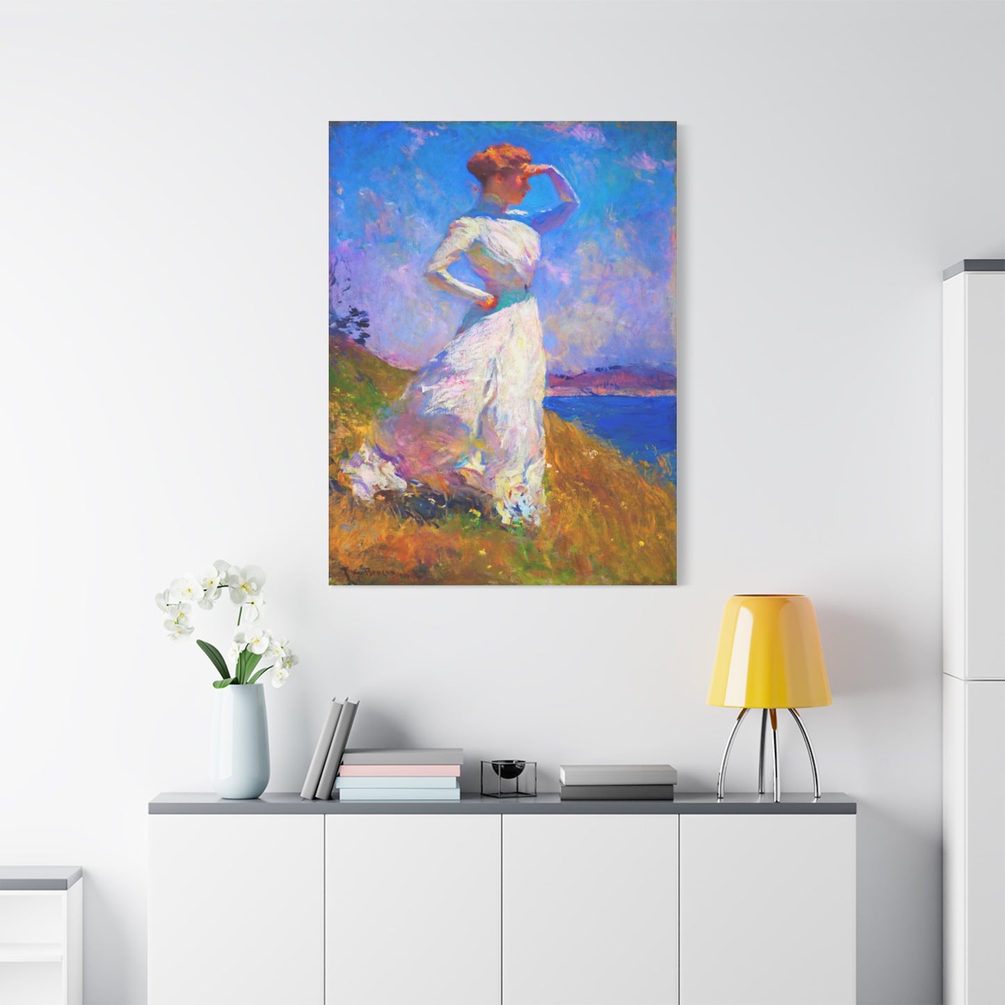 Impressionist Coastal Lady Matte Canvas Print — Stretched 1.25"